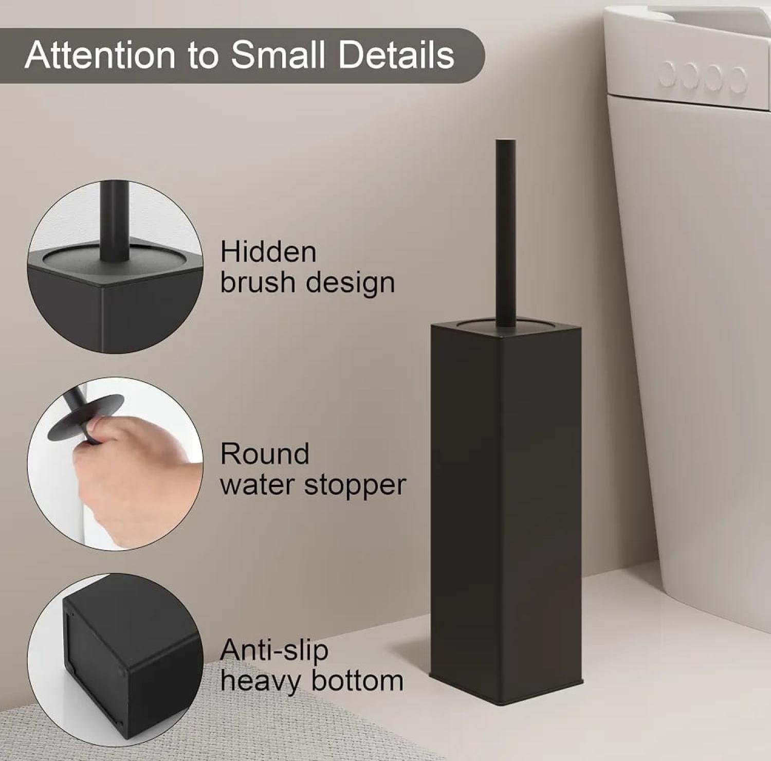 Toilet Brush Holder, Commode Brush Holder, Hidden Toilet Brush, Silicone Toilet Brush, Matte Black Toilet Brush, Bathroom Cleaning Brush
