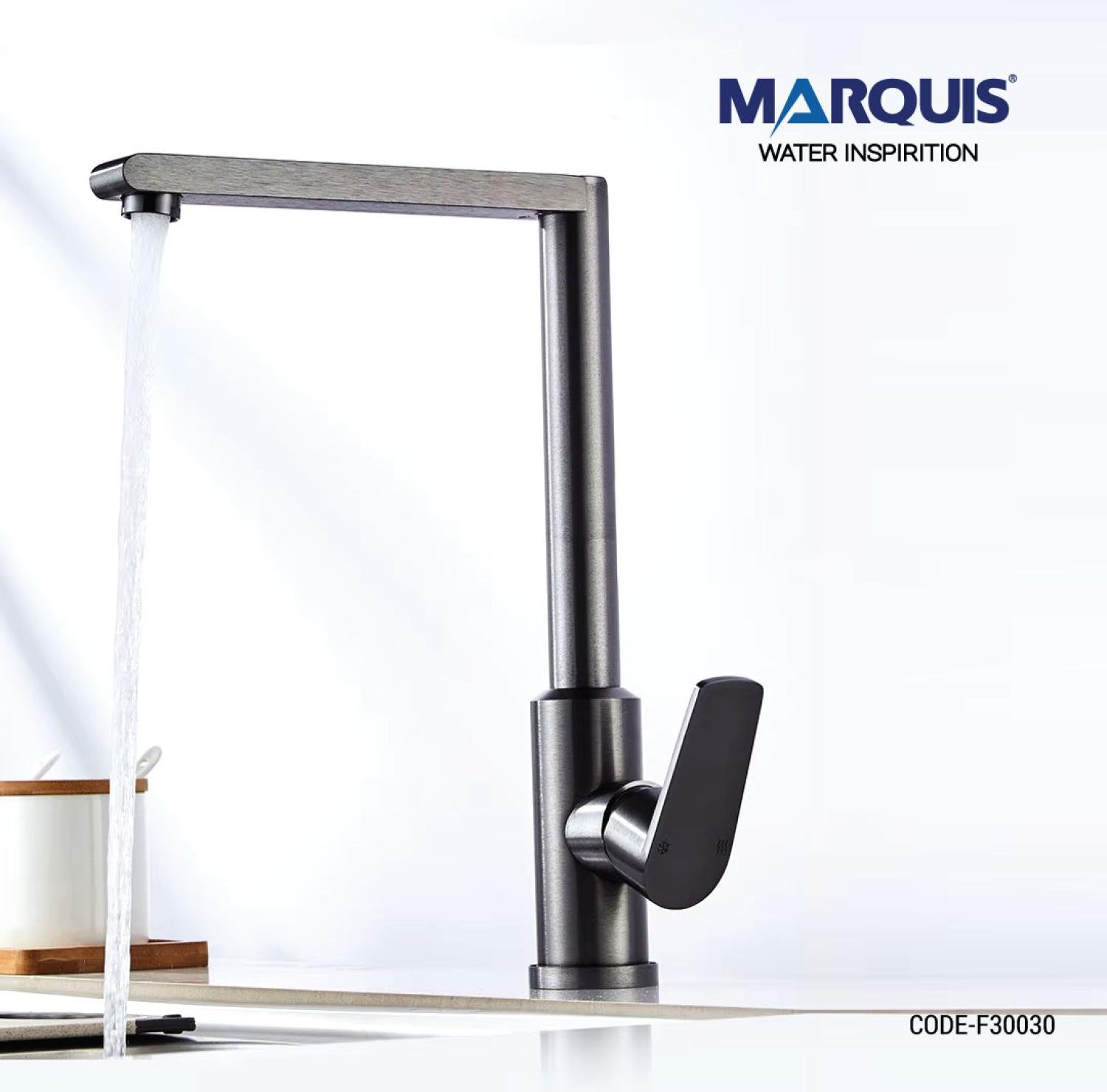 Marquis F30030, Gun Metal Sink Mixer, Brass Kitchen Faucet, Kitchen Mixer Tap, Modern Kitchen Faucet, Gun Metal Kitchen Tap, Brass Sink Mixer, Ceramic Cartridge Faucet,