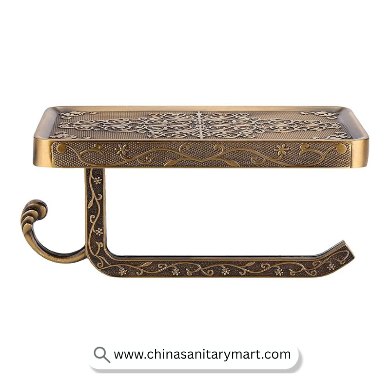 Aluminium Antique Open Mobile Tissue Holder, Antique Tissue Holder, Mobile Shelf Tissue Holder, Toilet Paper Holder with Shelf, Bathroom Phone Holder