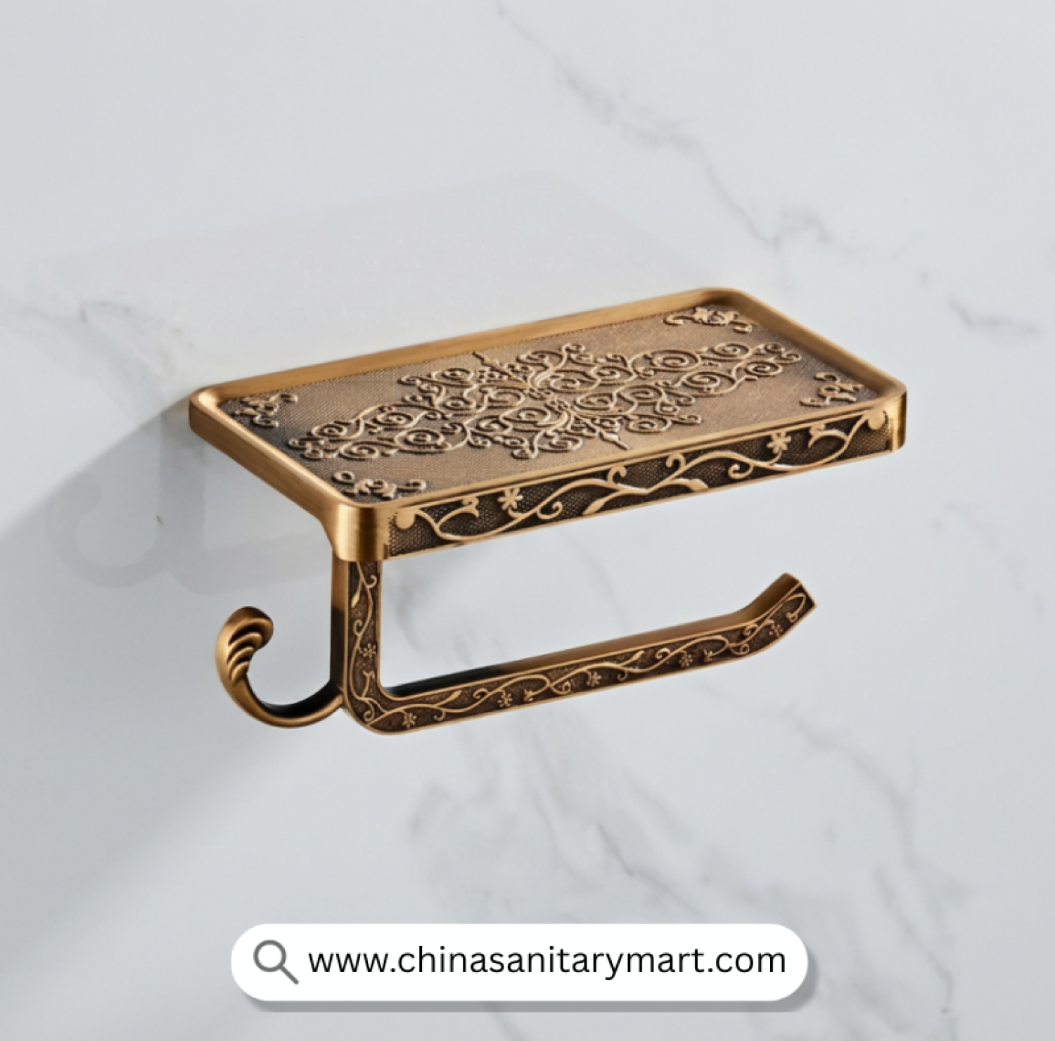Aluminium Antique Open Mobile Tissue Holder, Antique Tissue Holder, Mobile Shelf Tissue Holder, Toilet Paper Holder with Shelf, Bathroom Phone Holder
