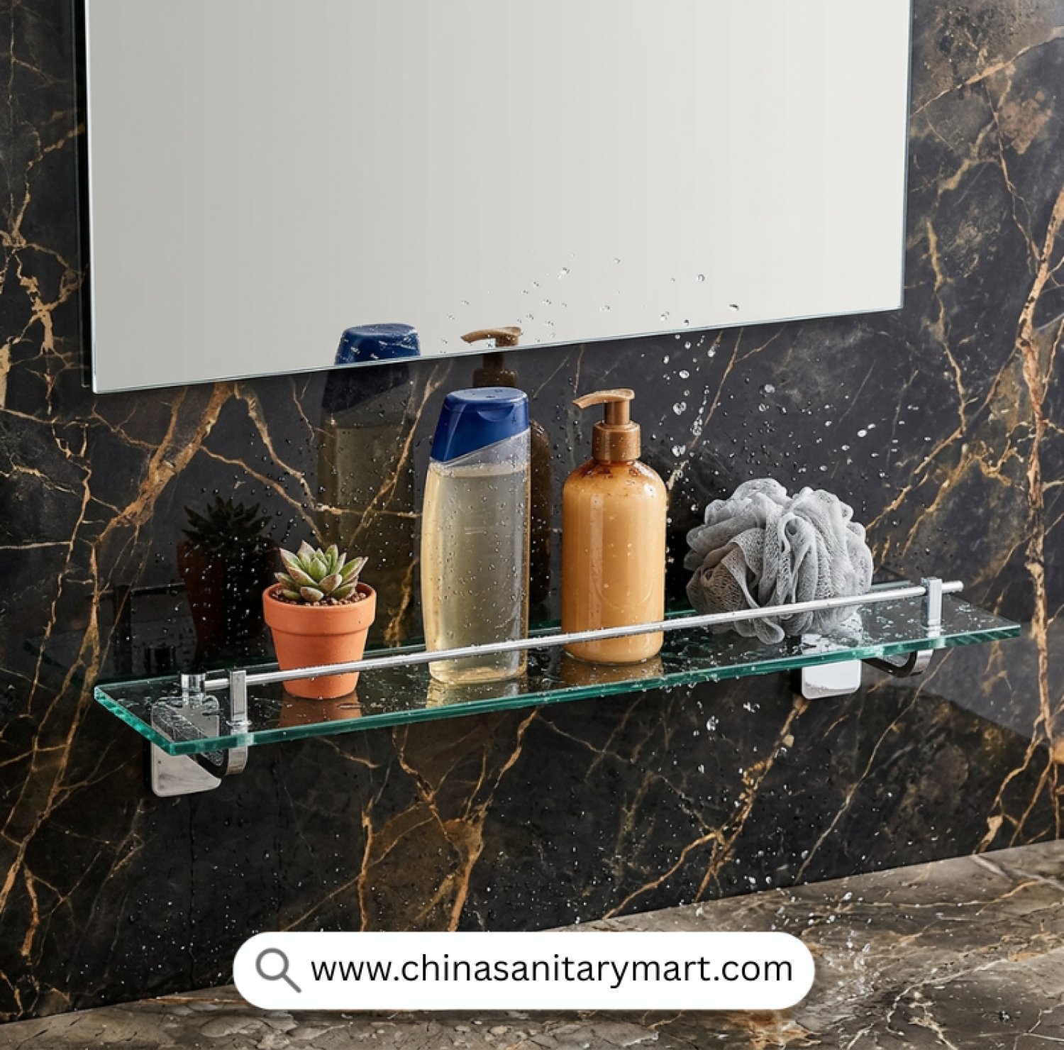 Walba Basin Shelf Heavy, Glass Basin Shelf, Heavy Basin Shelf, Tempered Glass Bathroom Shelf, Basin Shelf Bangladesh, Wall Mounted Basin Shelf, Chrome Basin Shelf, Bathroom Glass Shelf