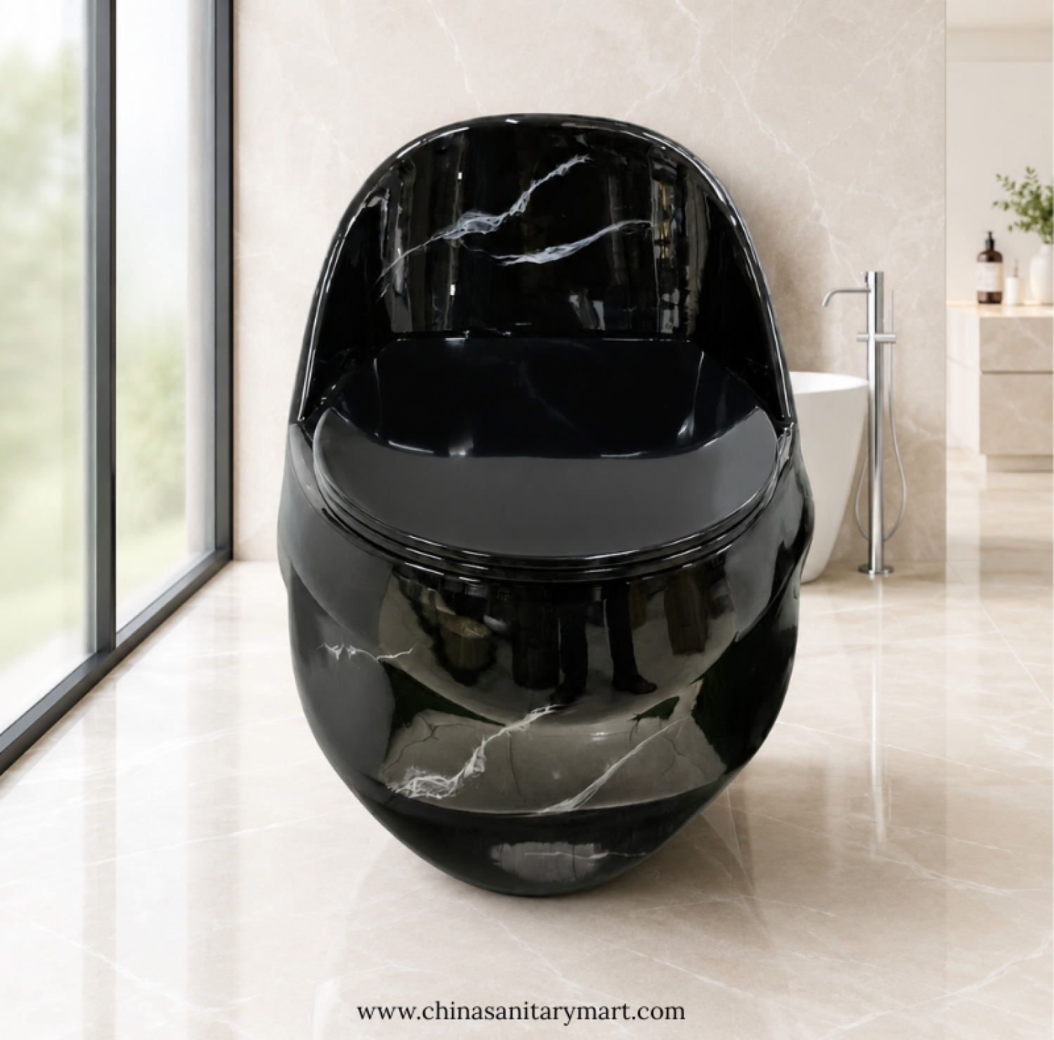 Black Marble Shed Wave D Commode, Black Marble Commode, Glossy Black Commode, Designer Toilet Bangladesh, Luxury Black Toilet, Wave Shape Commode, Premium Ceramic Commode