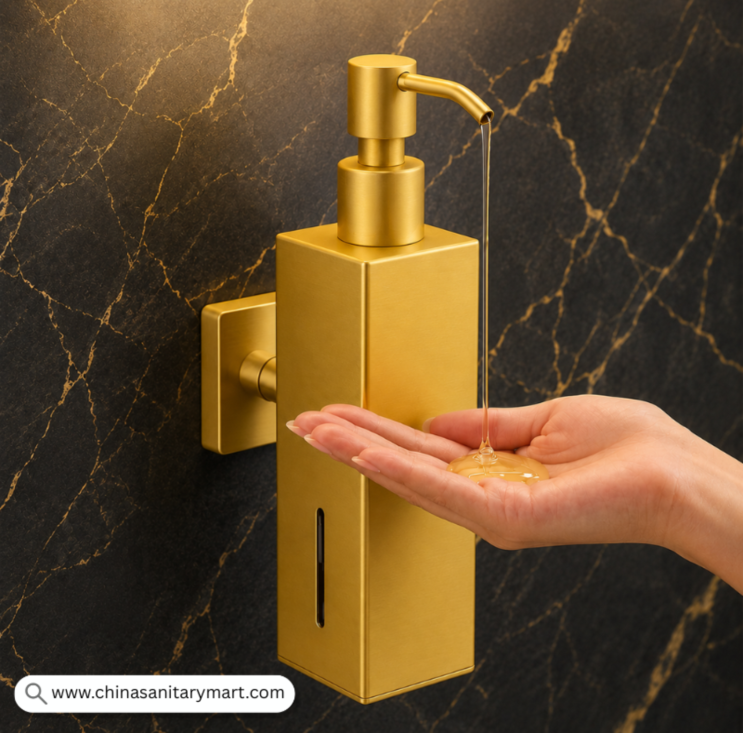 SS Liquid Soap Dispenser Matte Golden, Matte Golden Soap Dispenser, Gold Soap Dispenser, Wall Mounted Soap Dispenser, Manual Soap Dispenser, Stainless Steel Soap Dispenser