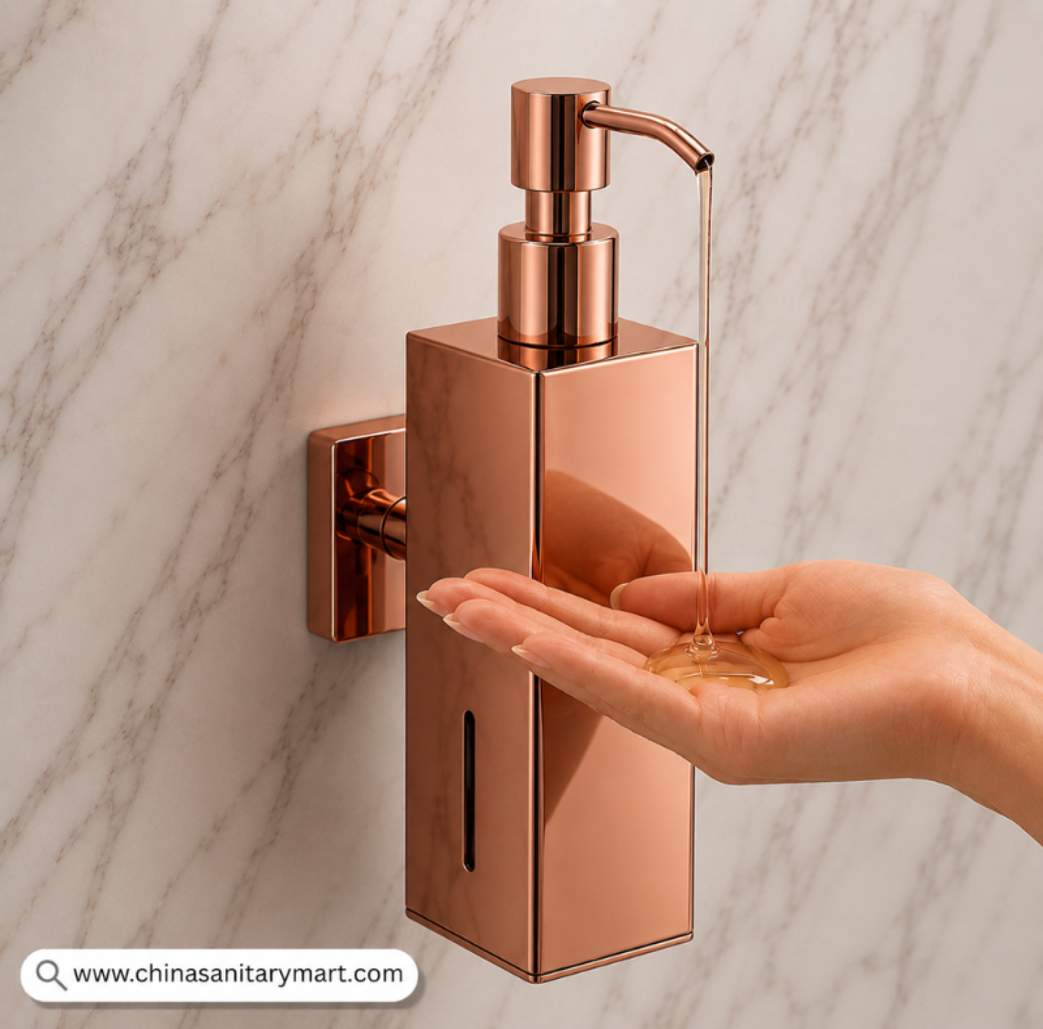 SS Liquid Soap Dispenser Rose Golden, Rose Golden Soap Dispenser, Rose Gold Liquid Soap Dispenser, Wall Mounted Soap Dispenser, Manual Soap Dispenser, Stainless Steel Soap Dispenser