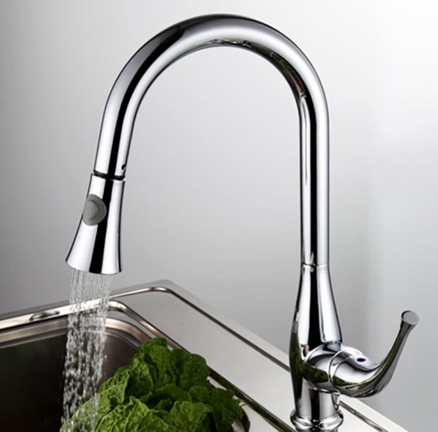 INF-2802 pull out sink mixer, kitchen sink mixer, pull out kitchen faucet, virgin brass sink mixer, chrome kitchen faucet, modern kitchen mixer, rosa