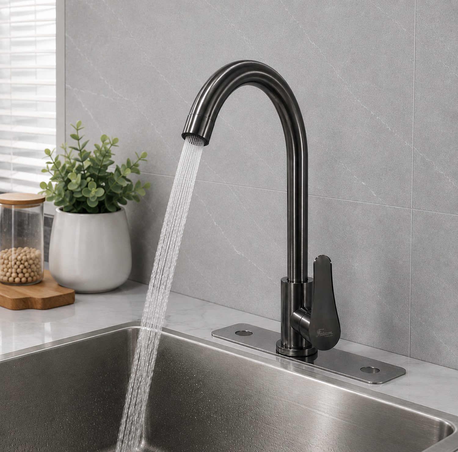 gun metal kitchen faucet, kitchen faucet Bangladesh, moveable kitchen faucet, 360 degree kitchen faucet, swivel sink faucet, modern kitchen tap, gun metal sink mixer,