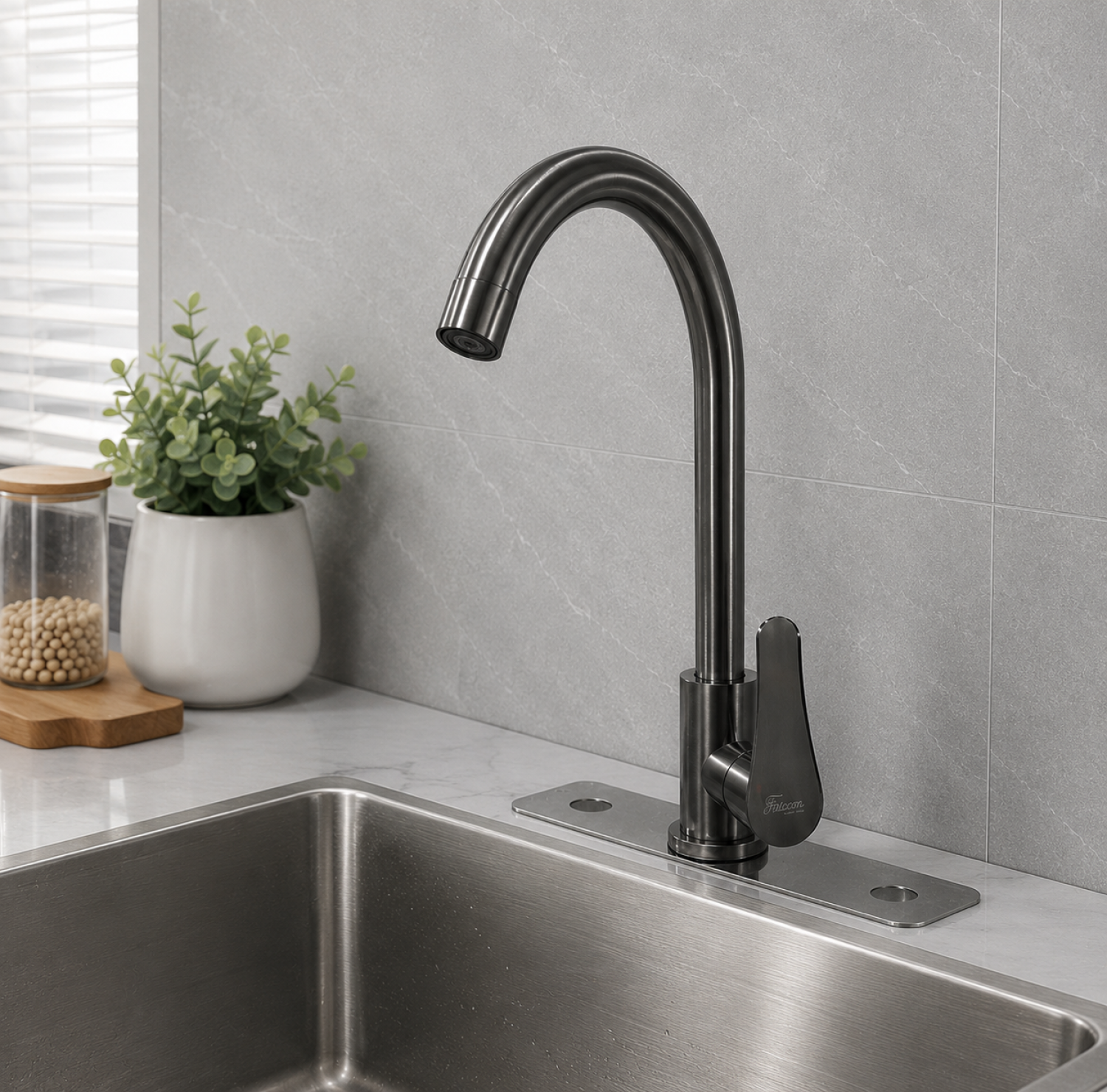 gun metal kitchen faucet, kitchen faucet Bangladesh, moveable kitchen faucet, 360 degree kitchen faucet, swivel sink faucet, modern kitchen tap, gun metal sink mixer,