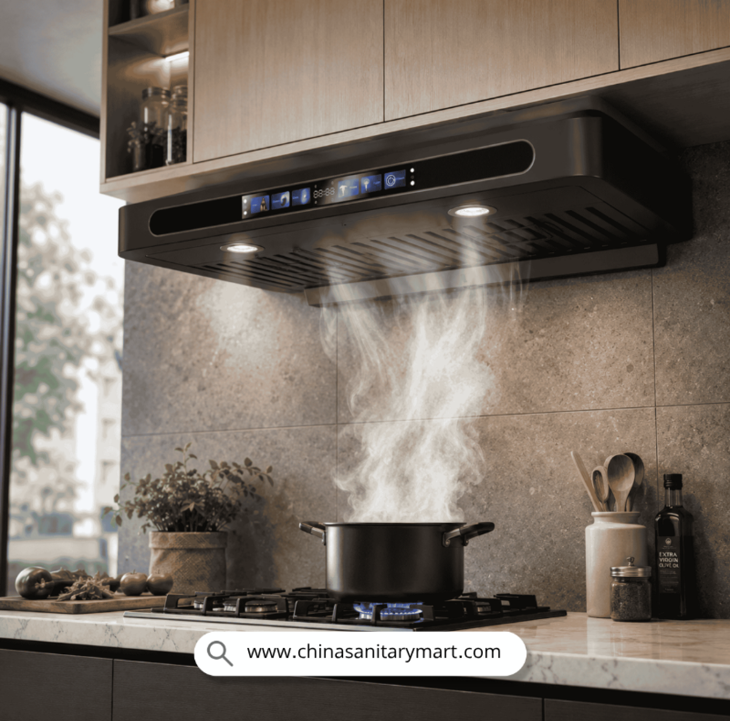 DORFEN DF-KH5A, 30 Inch Kitchen Hood BD, Slim Kitchen Chimney, Smart Under Cabinet Hood, Dorfen Hood Price in Bangladesh, Compact Kitchen Exhaust, Touch Control Chimney, China Sanitary Mart Appliances.