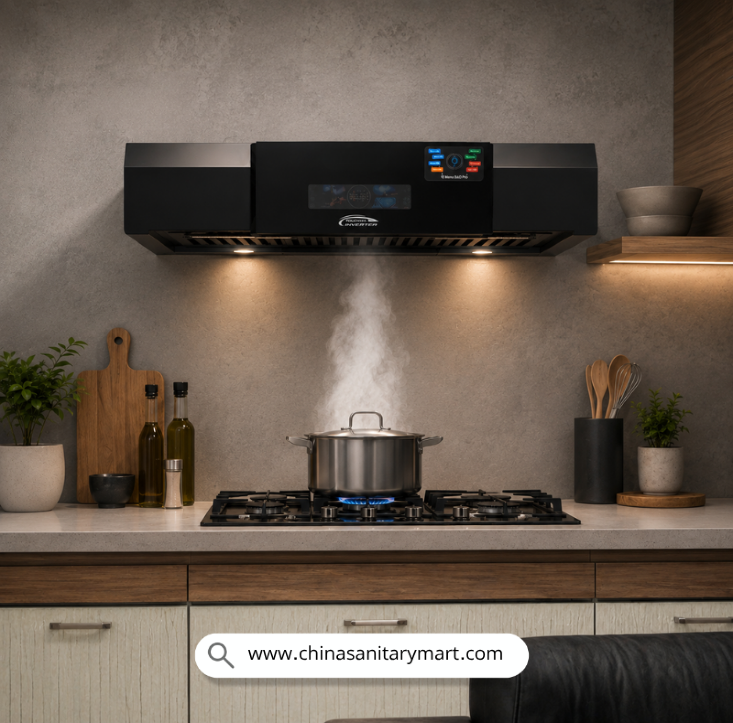 Black & Decker 13SH, Black and Decker Kitchen Hood BD, Touchless Kitchen Chimney, Motion Sensor Kitchen Hood, 30 Inch Inverter Chimney, Black & Decker 13SH Price in Bangladesh, Smart Kitchen Exhaust Fan, Luxury Kitchen Appliances BD.