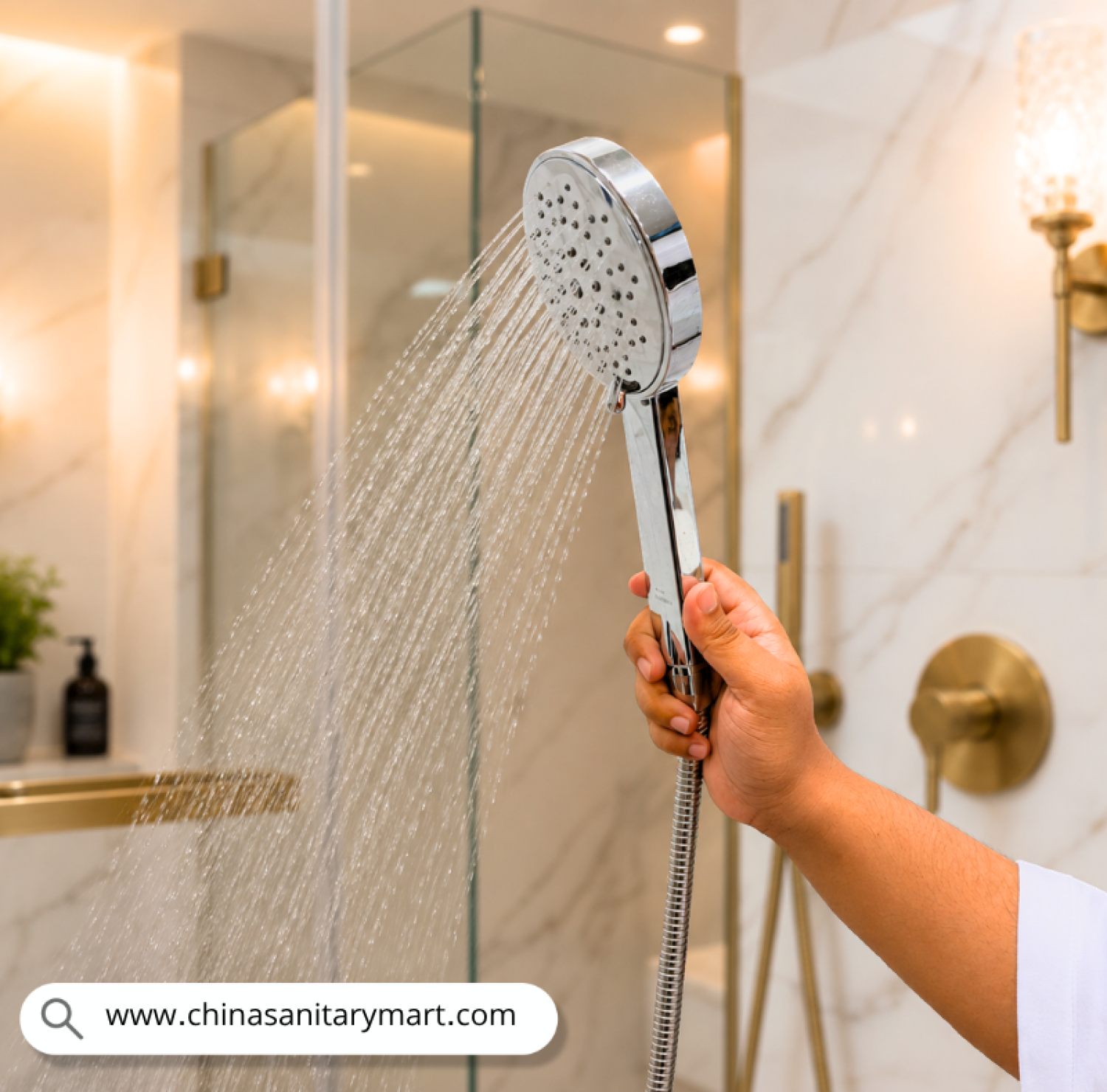 Hand Shower Set, Chrome Hand Shower, Bathroom Hand Shower, Handheld Shower Set, Shower Spray Head, Bathroom Shower Head, Round Hand Shower, Shower Set Bangladesh