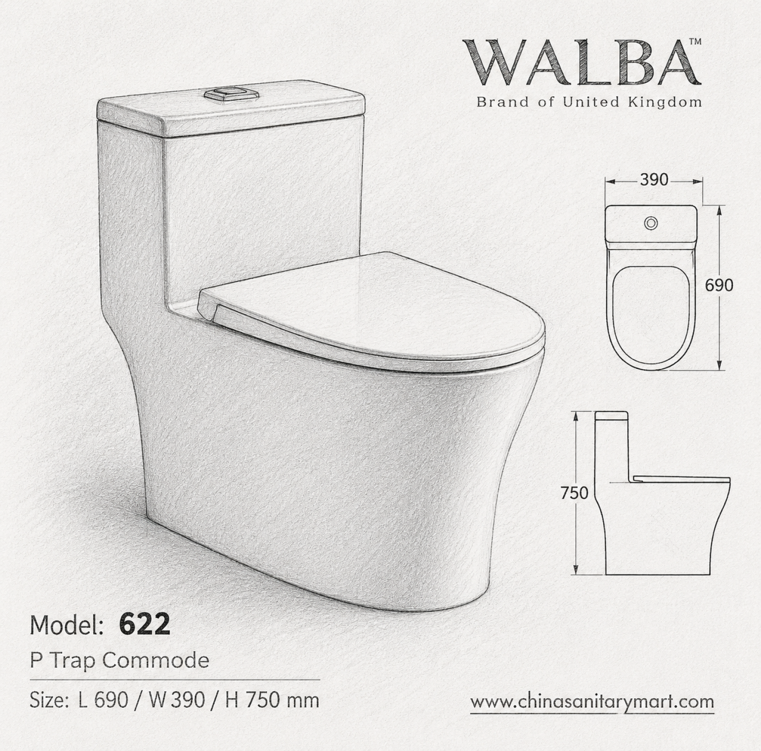 p trap commode, p trap, wall commode, walba,