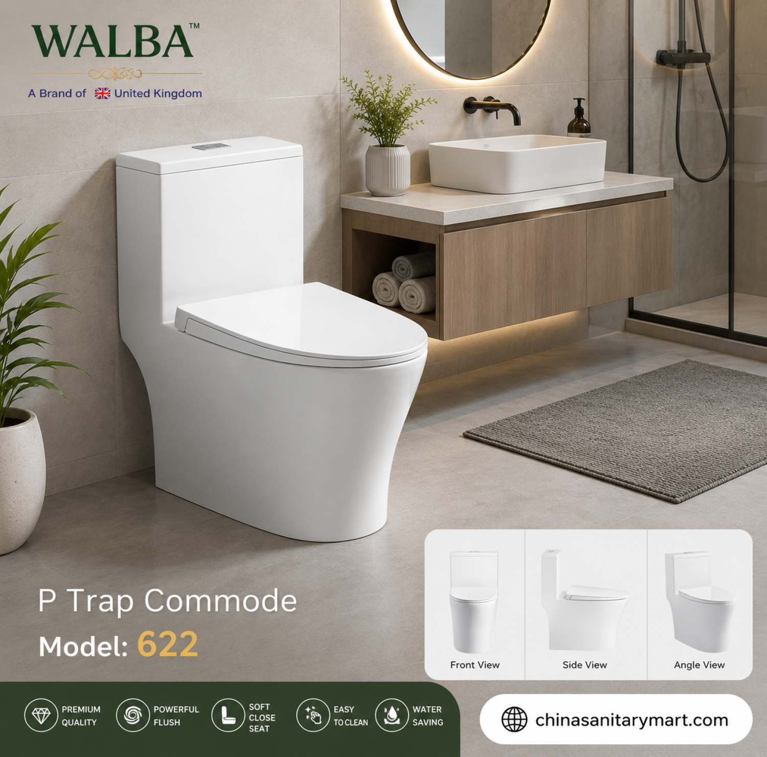 p trap commode, p trap, wall commode, walba,