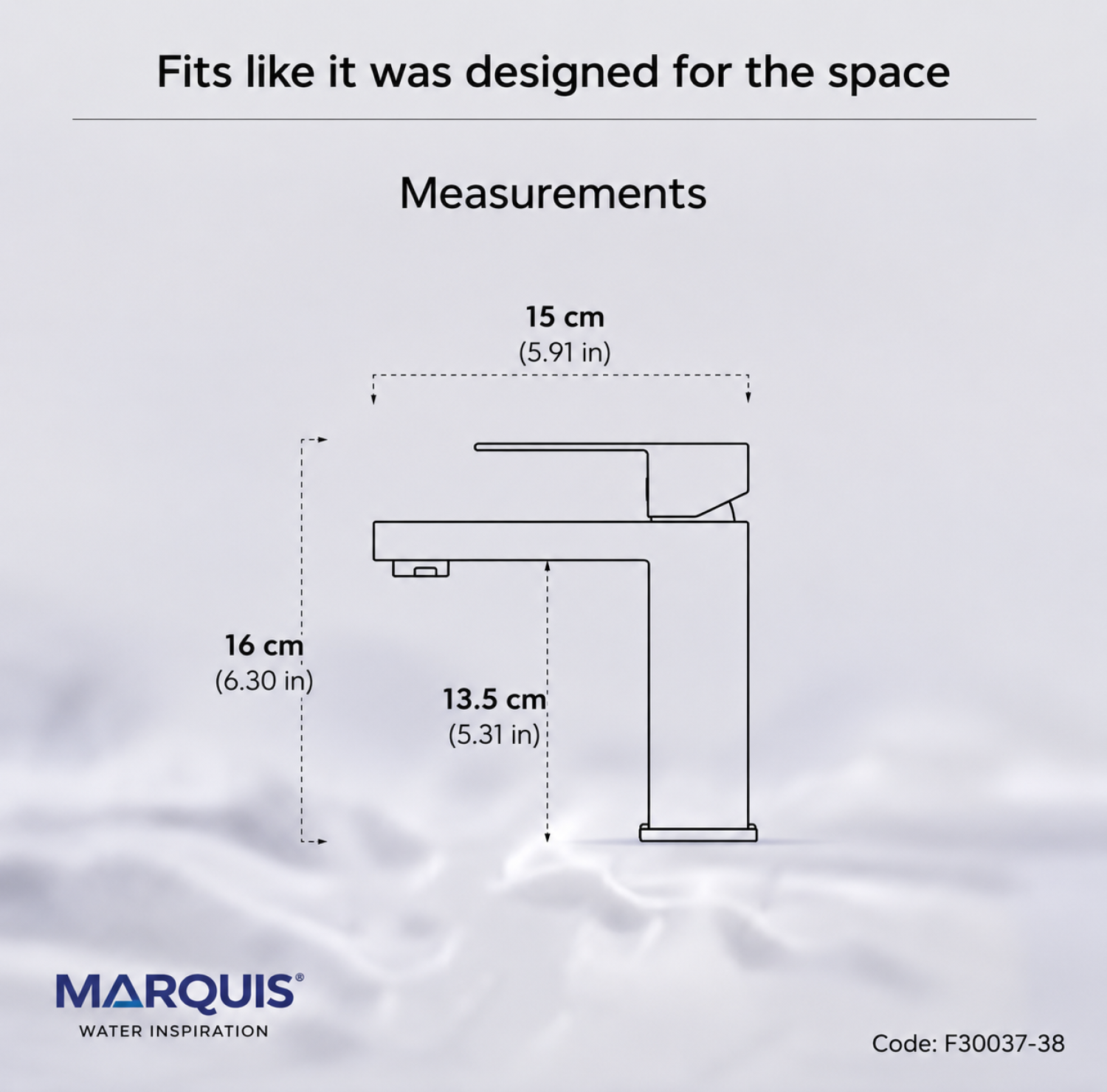 MARQUIS F30037 Matte Black Basin Mixer made from premium solid brass with scratch-resistant matte black finish, ceramic cartridge, water-saving aerator and modern deck-mounted design for contemporary bathroom basins.