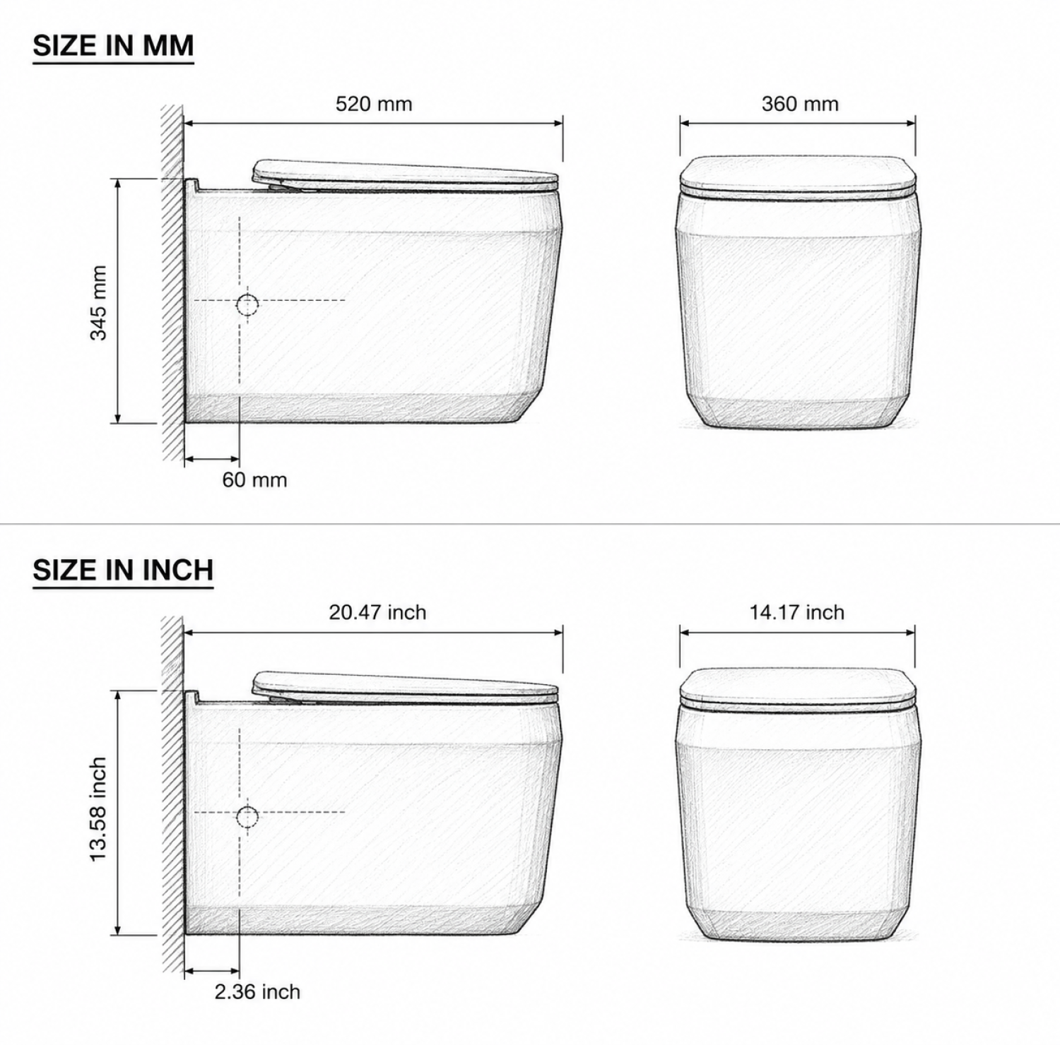 Model-T108W, Wall Hung Commode, Wall Hung Toilet, Rimless Tornado Flush, Soft Close Seat, UF Seat Cover, Premium Ceramic Toilet, Concealed Cistern Toilet, Wall Mounted Toilet, Modern Bathroom Commode, 1280°C Fired Ceramic, China Sanitary Mart