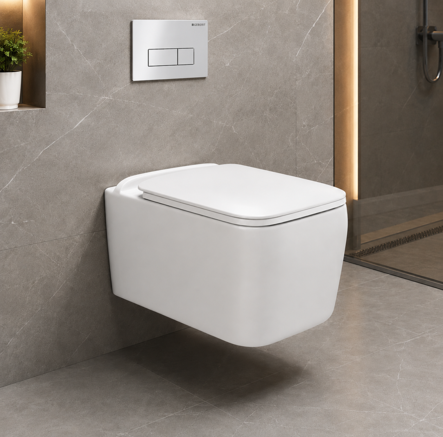 Model-T108W, Wall Hung Commode, Wall Hung Toilet, Rimless Tornado Flush, Soft Close Seat, UF Seat Cover, Premium Ceramic Toilet, Concealed Cistern Toilet, Wall Mounted Toilet, Modern Bathroom Commode, 1280°C Fired Ceramic, China Sanitary Mart