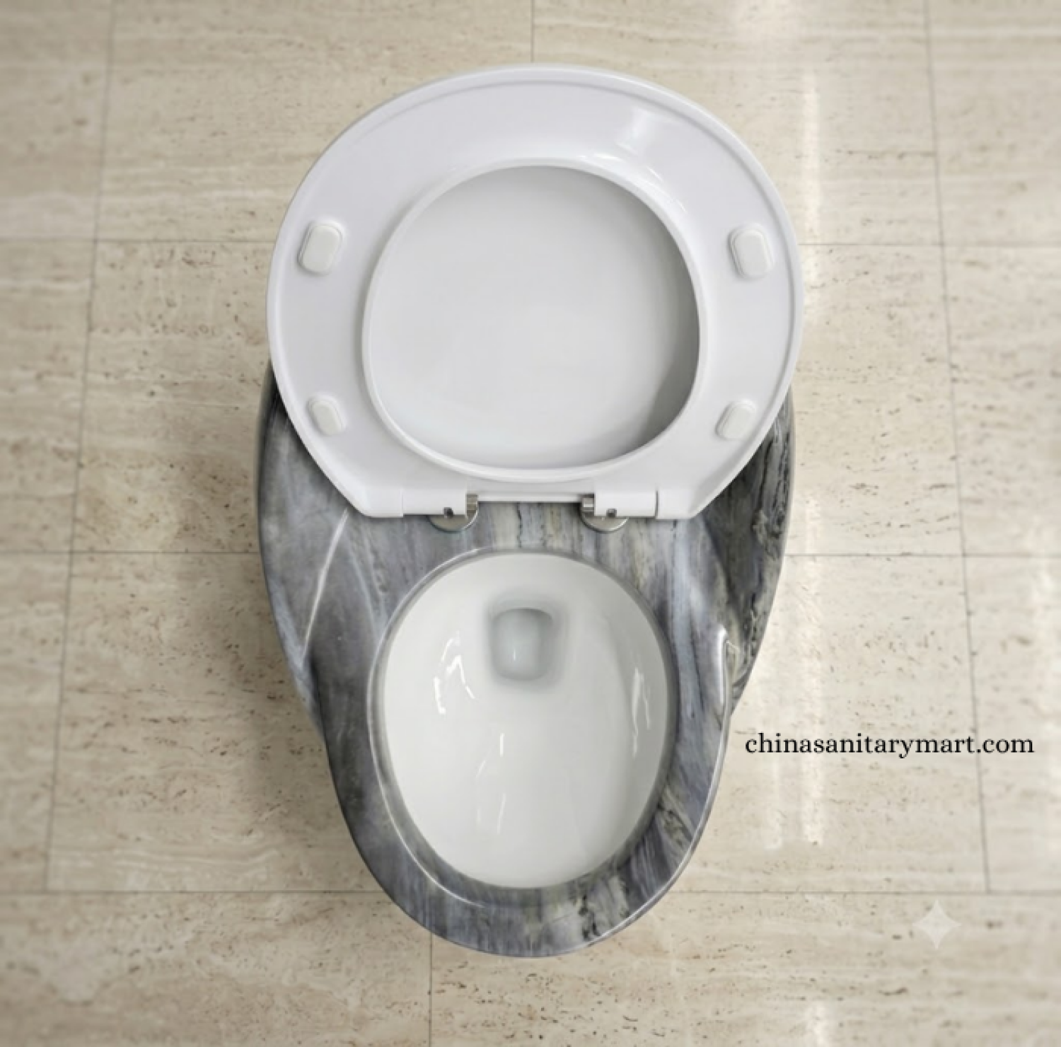 IS-T406C Matte Marble Shed One Piece Commode featuring a luxurious matte grey marble finish, premium sanitary ceramic construction