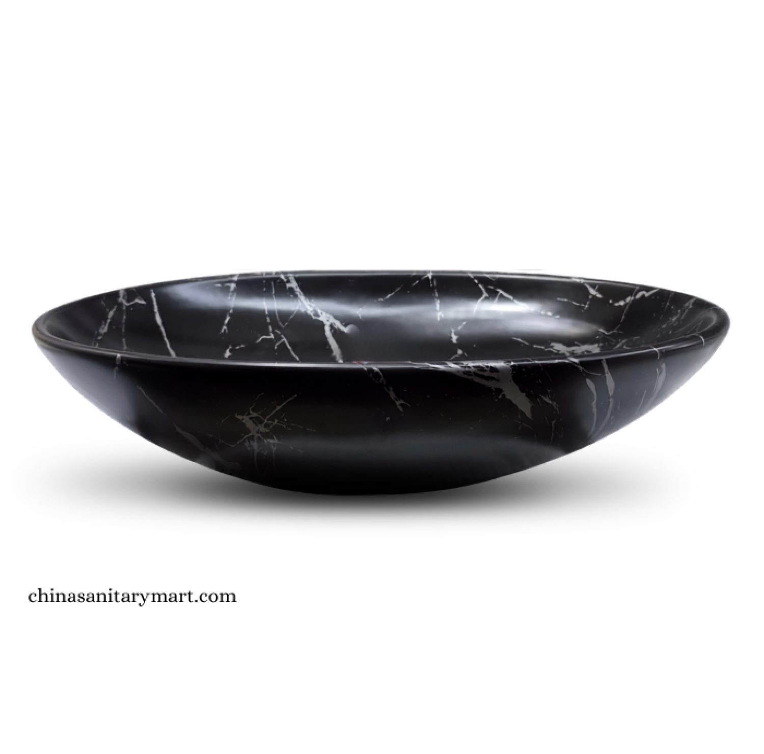IS-A034C 16×24.5 Inch Matte Black Marble Shed Top Basin featuring a premium ceramic body, matte black marble finish with elegant white veining