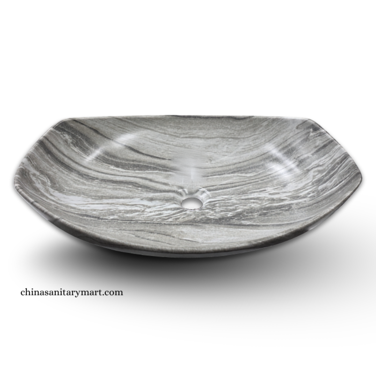 IS-A5166MB 16×22 Inch Matte Grey Marble Shed Top Basin with premium ceramic construction, natural grey marble finish, luxury countertop design