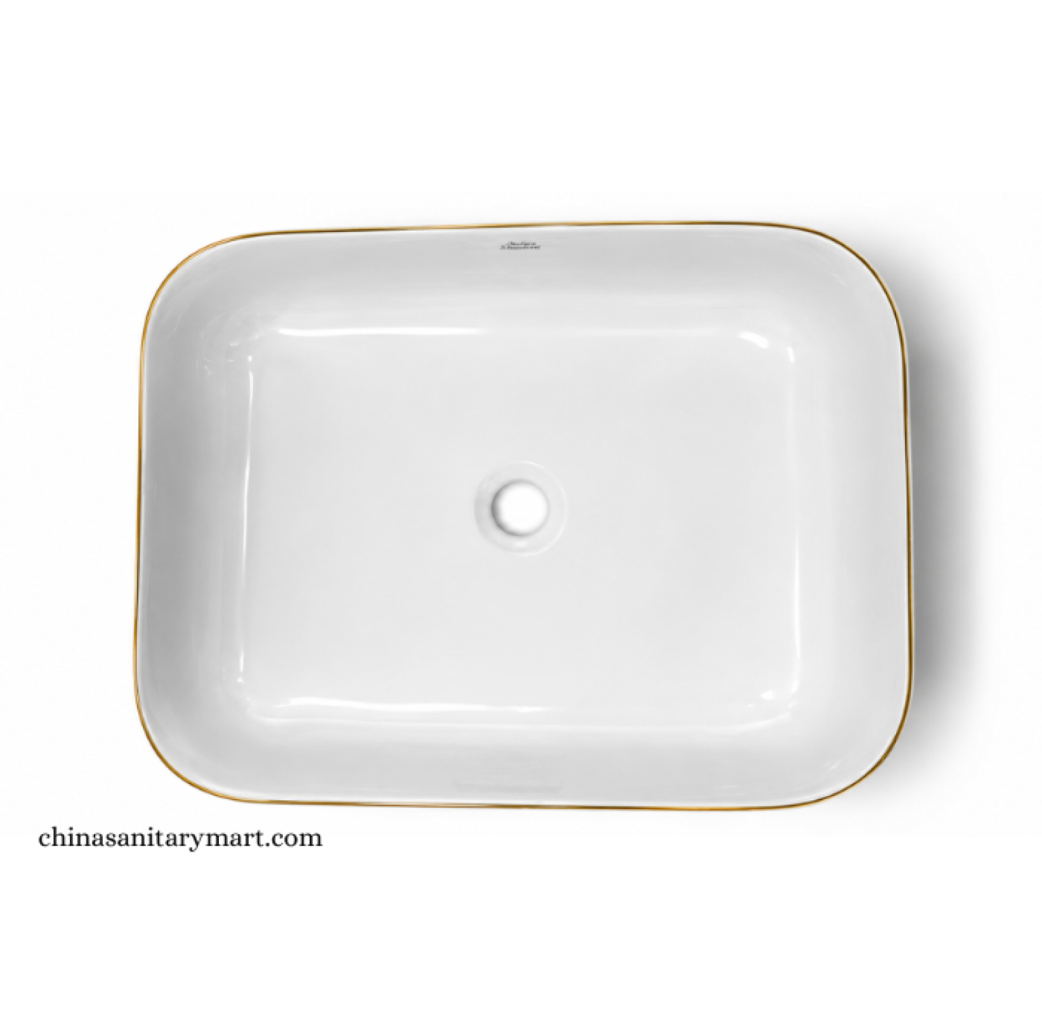 IS-A5014MG 15.5×20 Inch Matte White Marble Shed Top Basin with premium ceramic construction, matte white marble exterior, elegant gold rim