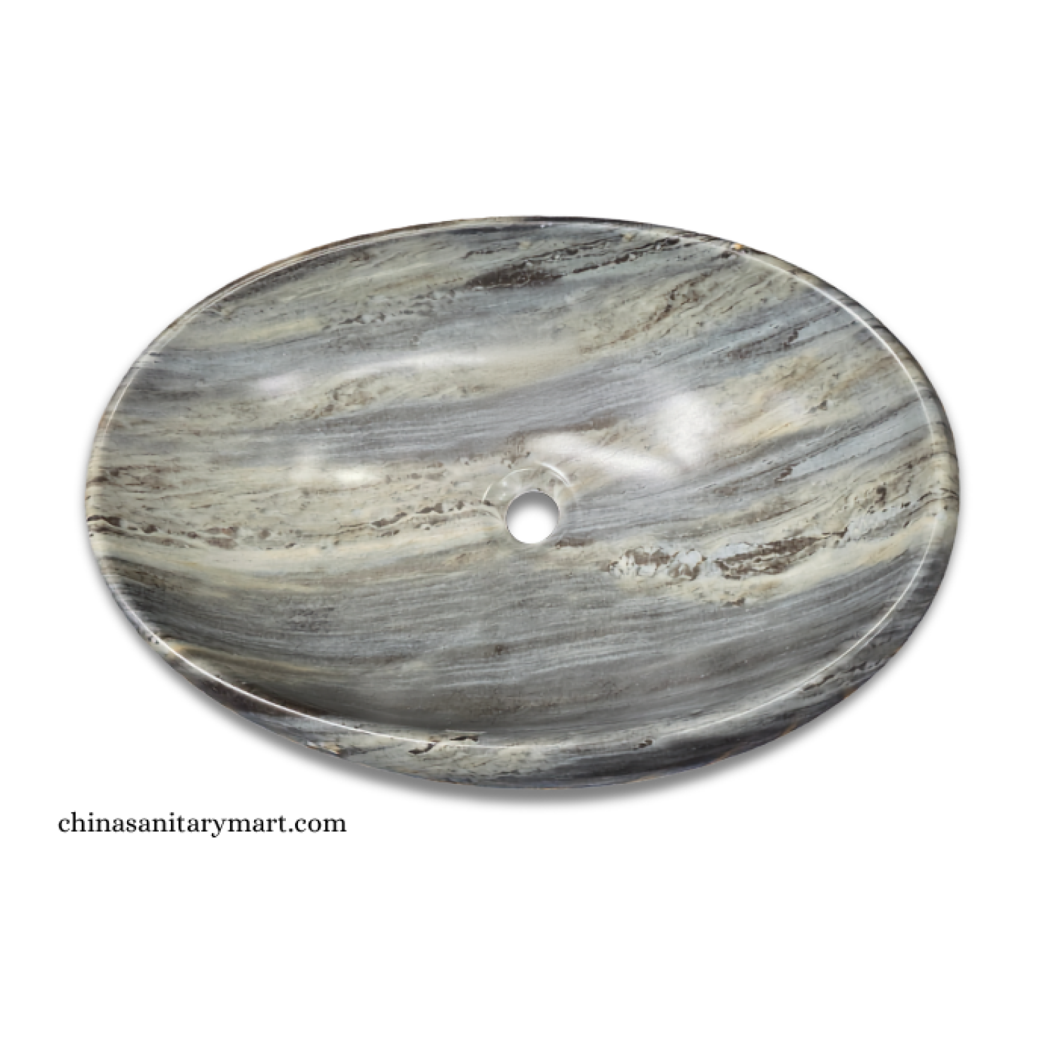 IS-A3352C 16×24 Inch Matte Marble Shed Oval Top Basin with premium ceramic construction, luxurious grey marble-inspired finish