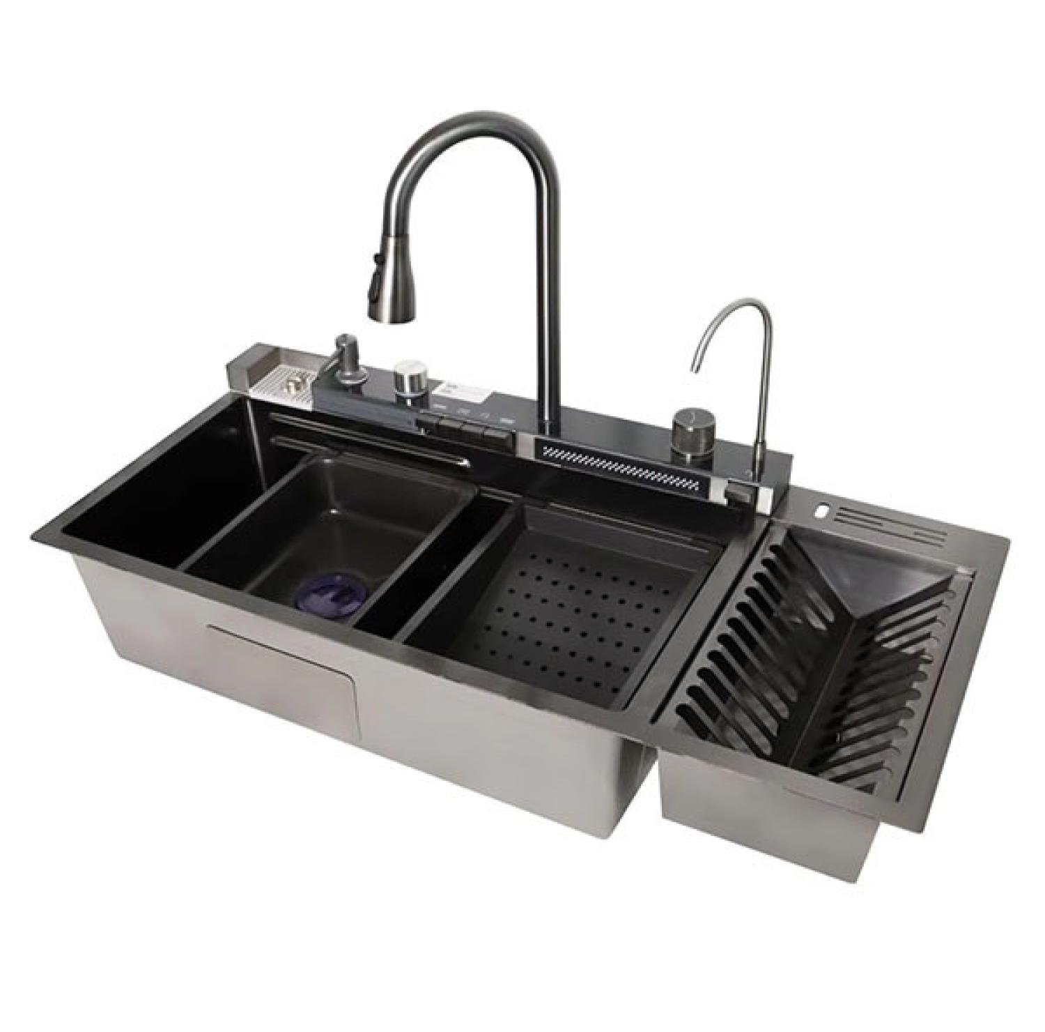 sink,kitchensink,blacksink,sinkcombo,40inchsink,handmadesink,MultifunctionalSmartKitchenSink, 18/40 inch sink black