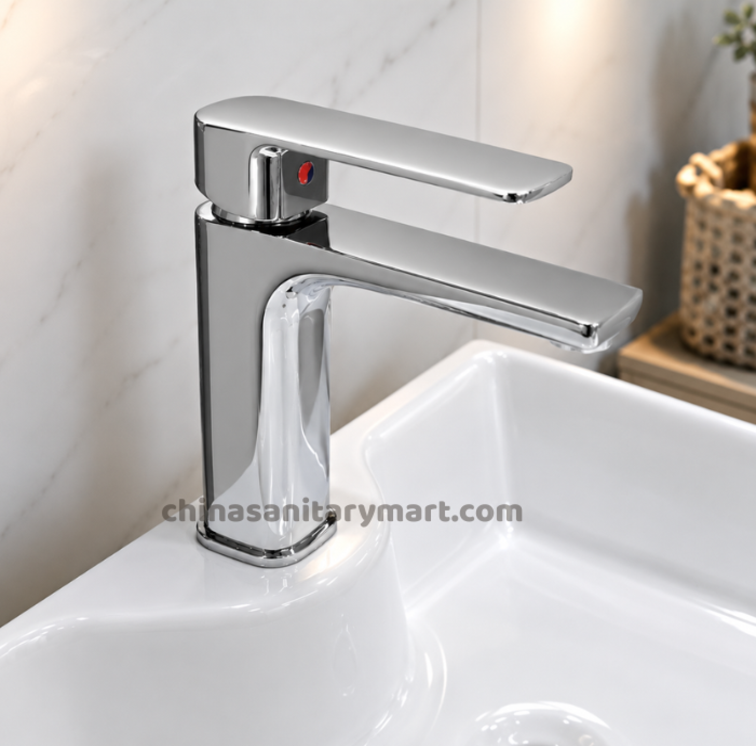 6 inch silver basin mixer,SS silver basin mixer,silver chrome basin mixer,mirror silver basin faucet,stainless steel basin mixer,SS basin faucet,single lever basin mixer,deck mount basin mixer,bathroom basin tap,China Sanitary Mart