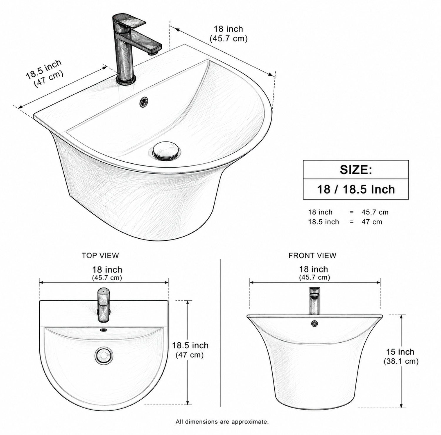 wall hung basin