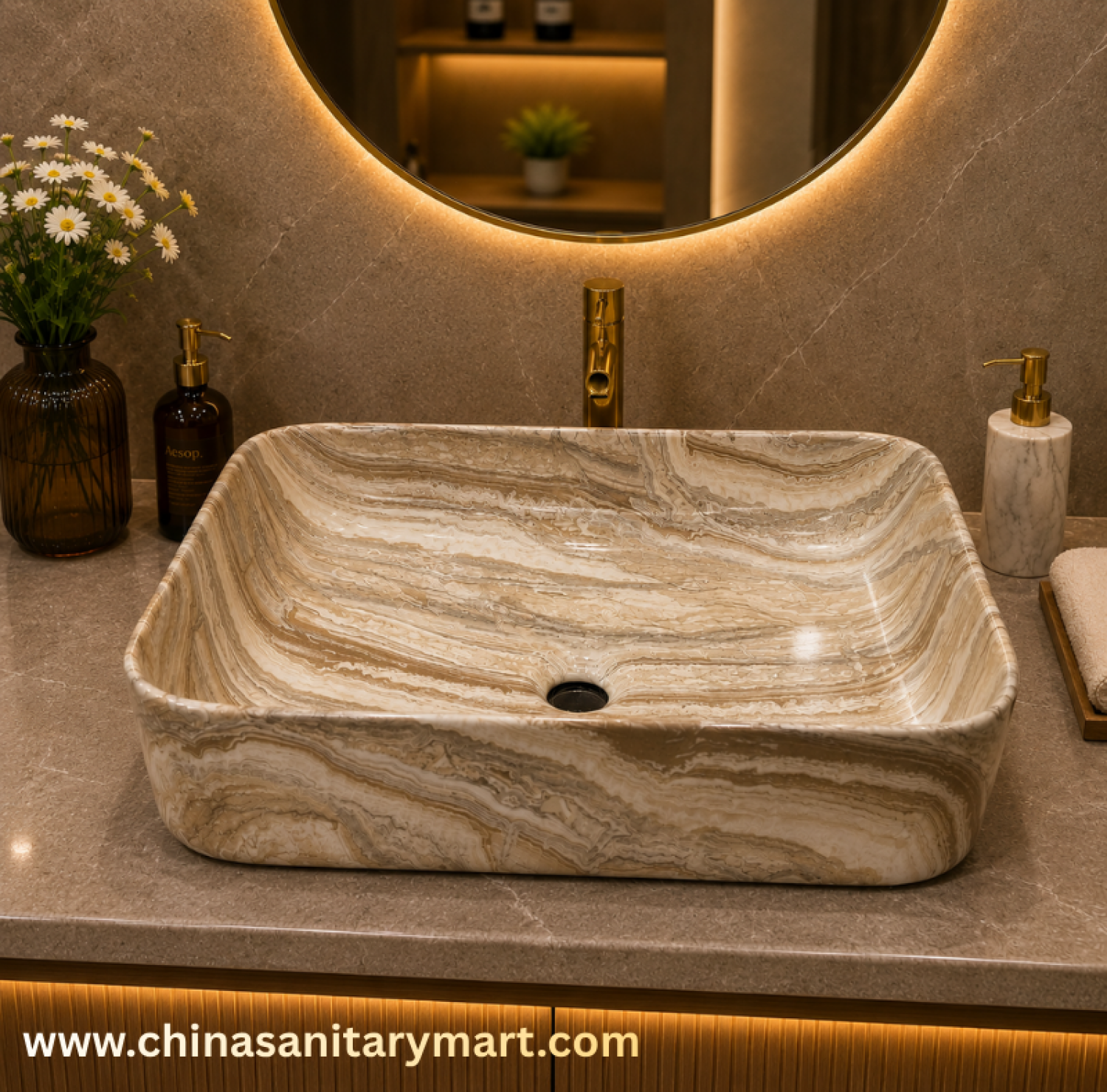 20x15 top basin,Sahara pattern basin,square shape art basin,ceramic counter top basin,marble pattern wash basin,luxury top basin,premium bathroom basin,designer wash basin,China Sanitary Mart,Bangladesh