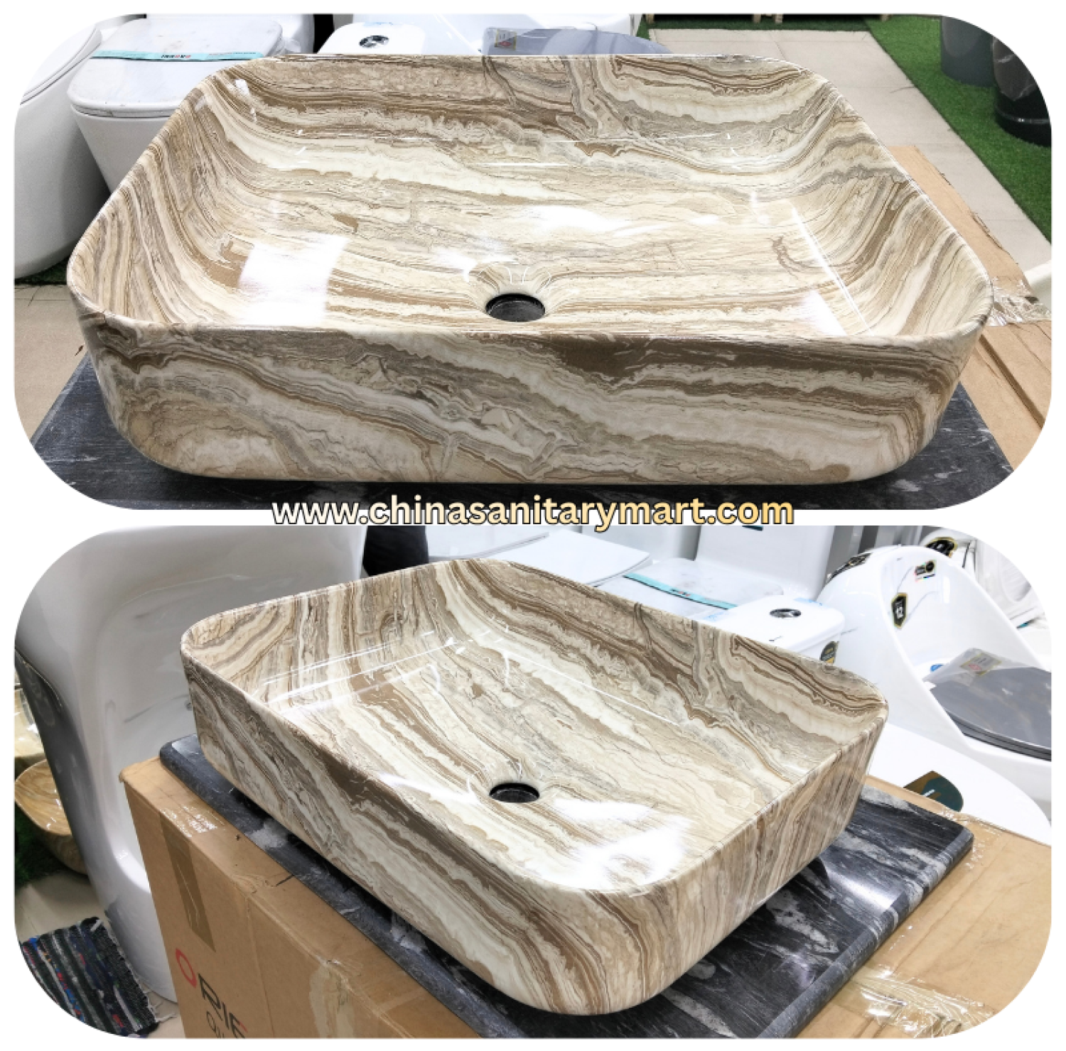 20x15 top basin,Sahara pattern basin,square shape art basin,ceramic counter top basin,marble pattern wash basin,luxury top basin,premium bathroom basin,designer wash basin,China Sanitary Mart,Bangladesh