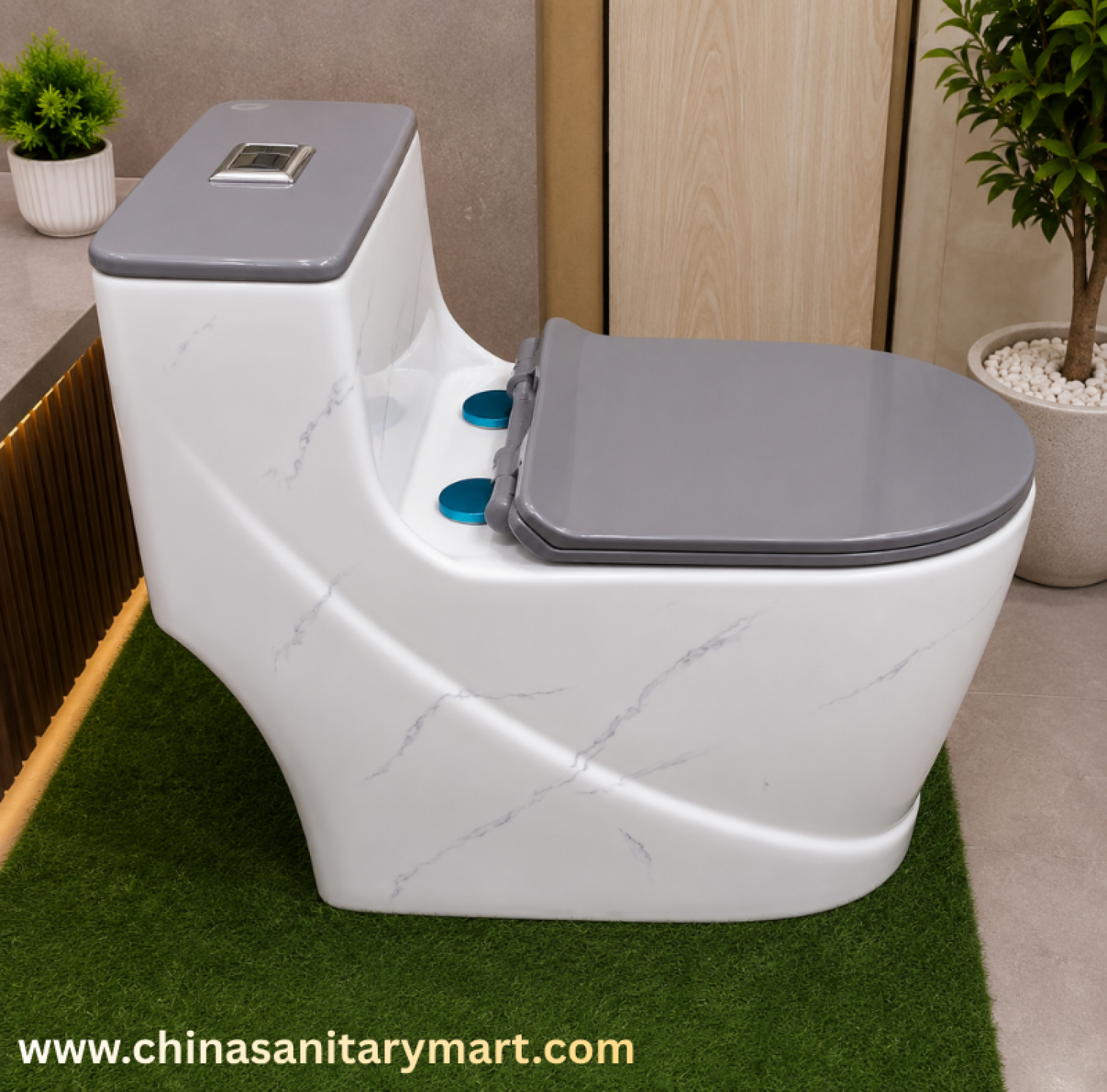 AR-T9001_D1 commode,white grey marble commode,one piece ceramic toilet,marble pattern toilet,grey seat commode,soft close toilet,premium bathroom commode,modern ceramic toilet,China Sanitary Mart,Bangladesh