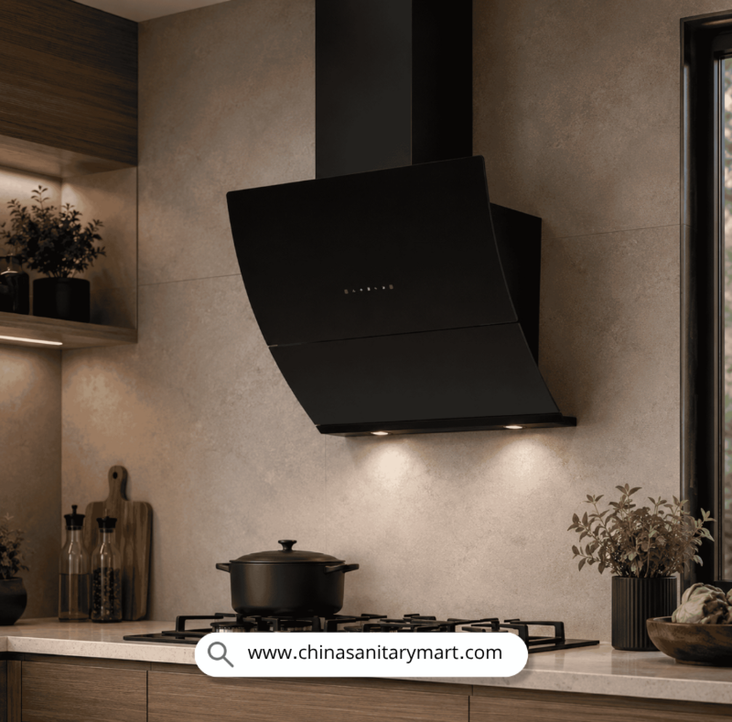 DORFEN DF-KH2A, 36 Inch Kitchen Hood BD, Dorfen Kitchen Chimney, Heavy Duty Exhaust Hood, China Sanitary Mart Kitchen Appliances, 90cm Kitchen Hood, Touch Control Chimney, Stainless Steel Baffle Filter.