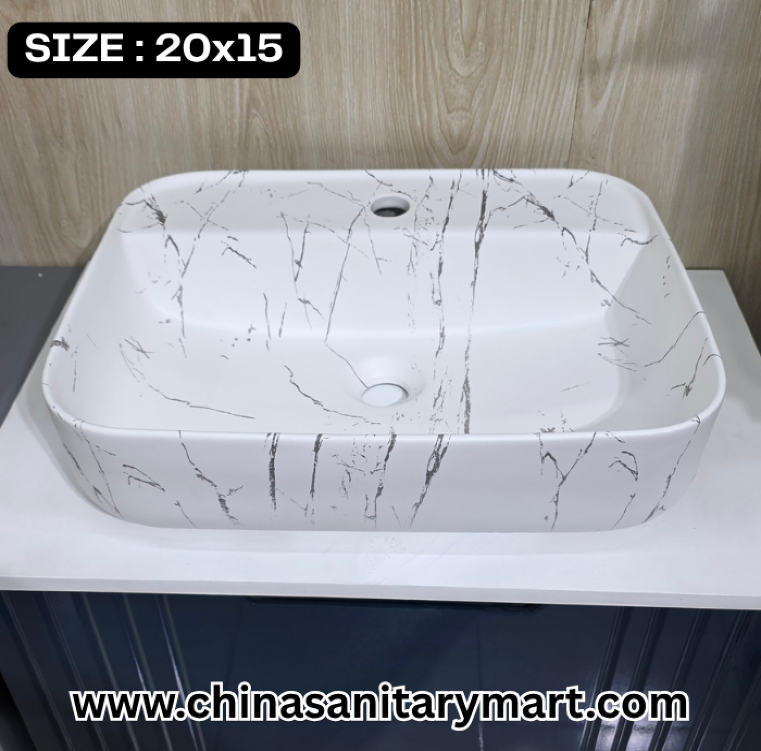 White Marble Black Pattern Basin, 8207-D1, 20x16 Top Basin, Modern Bathroom , Luxury Sanitaryware, China Sanitary Mart, বাথরুমের বেসিন, মার্বেল ফিনিশ বেসিন, মিরপুর স্যানিটারি শপ, ডিজাইনার বেসিন।
