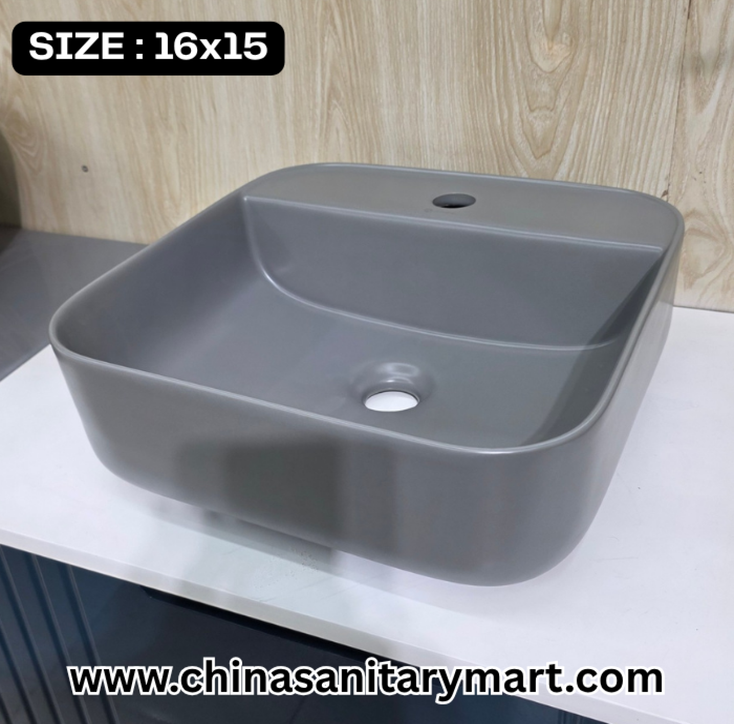 Matte Grey Marble Basin, ARAB8206, 16x15 Top Basin, Modern Bathroom , Luxury Sanitaryware, China Sanitary Mart, বাথরুমের বেসিন, মার্বেল ফিনিশ বেসিন, মিরপুর স্যানিটারি শপ।
