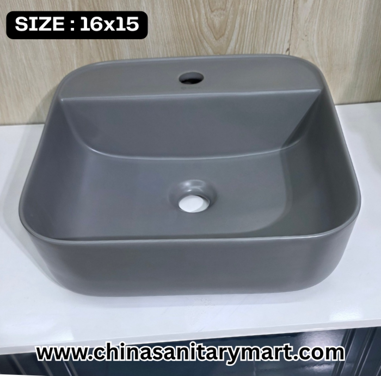 Matte Grey Marble Basin, ARAB8206, 16x15 Top Basin, Modern Bathroom , Luxury Sanitaryware, China Sanitary Mart, বাথরুমের বেসিন, মার্বেল ফিনিশ বেসিন, মিরপুর স্যানিটারি শপ।