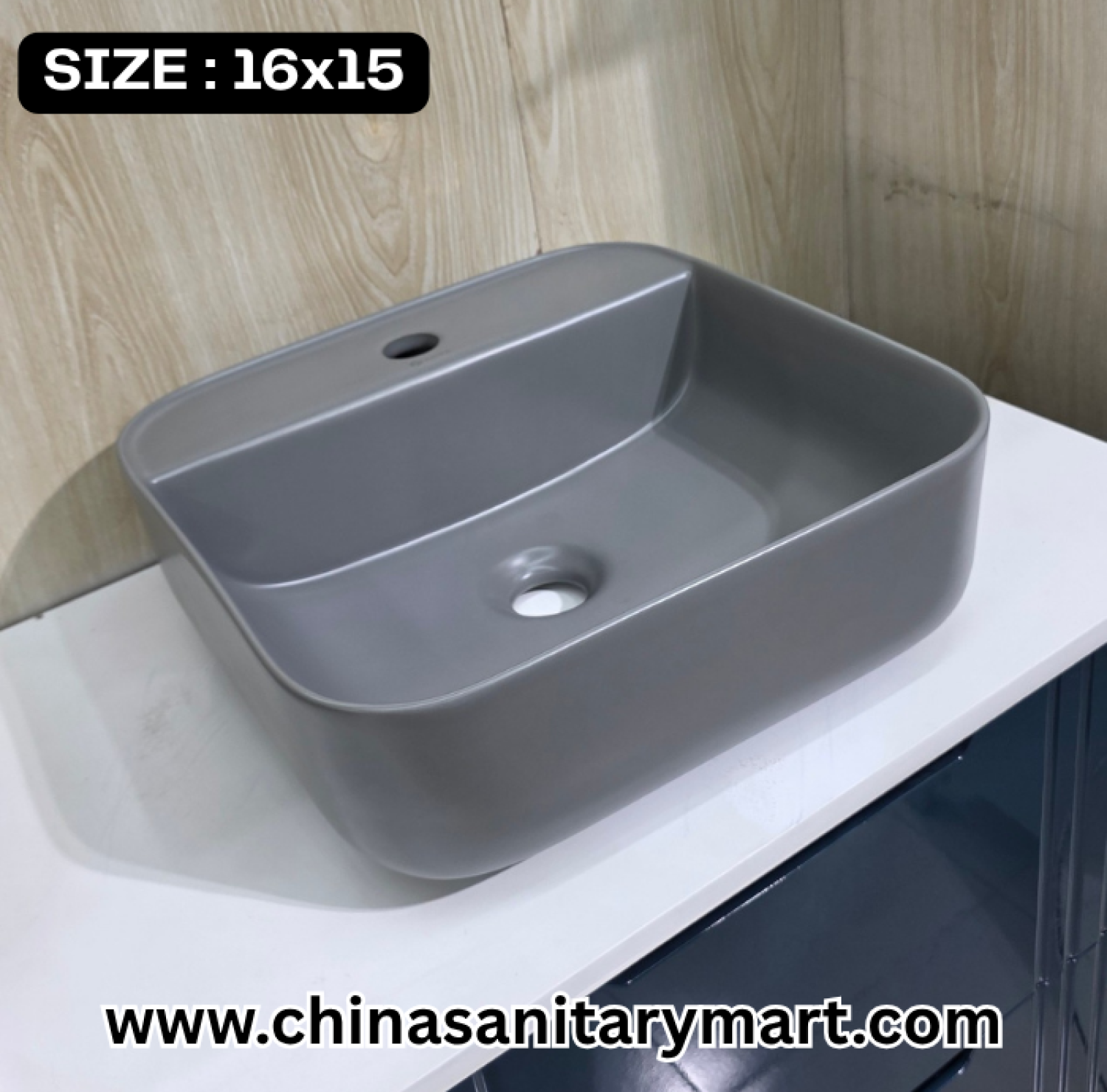 Matte Grey Marble Basin, ARAB8206, 16x15 Top Basin, Modern Bathroom , Luxury Sanitaryware, China Sanitary Mart, বাথরুমের বেসিন, মার্বেল ফিনিশ বেসিন, মিরপুর স্যানিটারি শপ।