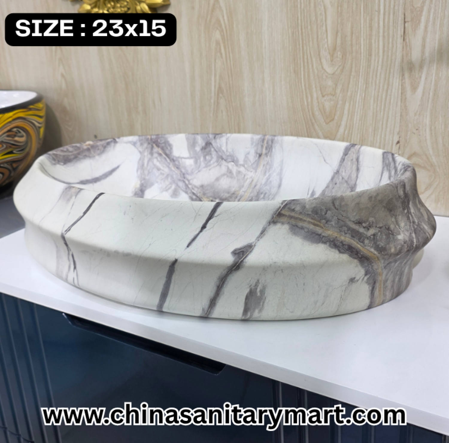 Top Basin, Seashell Pattern Basin, Marble Finish Bathroom Sink, ST-0979-D1, Designer Basin, Luxury Sanitaryware, Bathroom Fittings Bangladesh, China Sanitary Mart, 23x15 Top Basin, আধুনিক বেসিন, মার্বেল ডিজাইনের বেসিন।