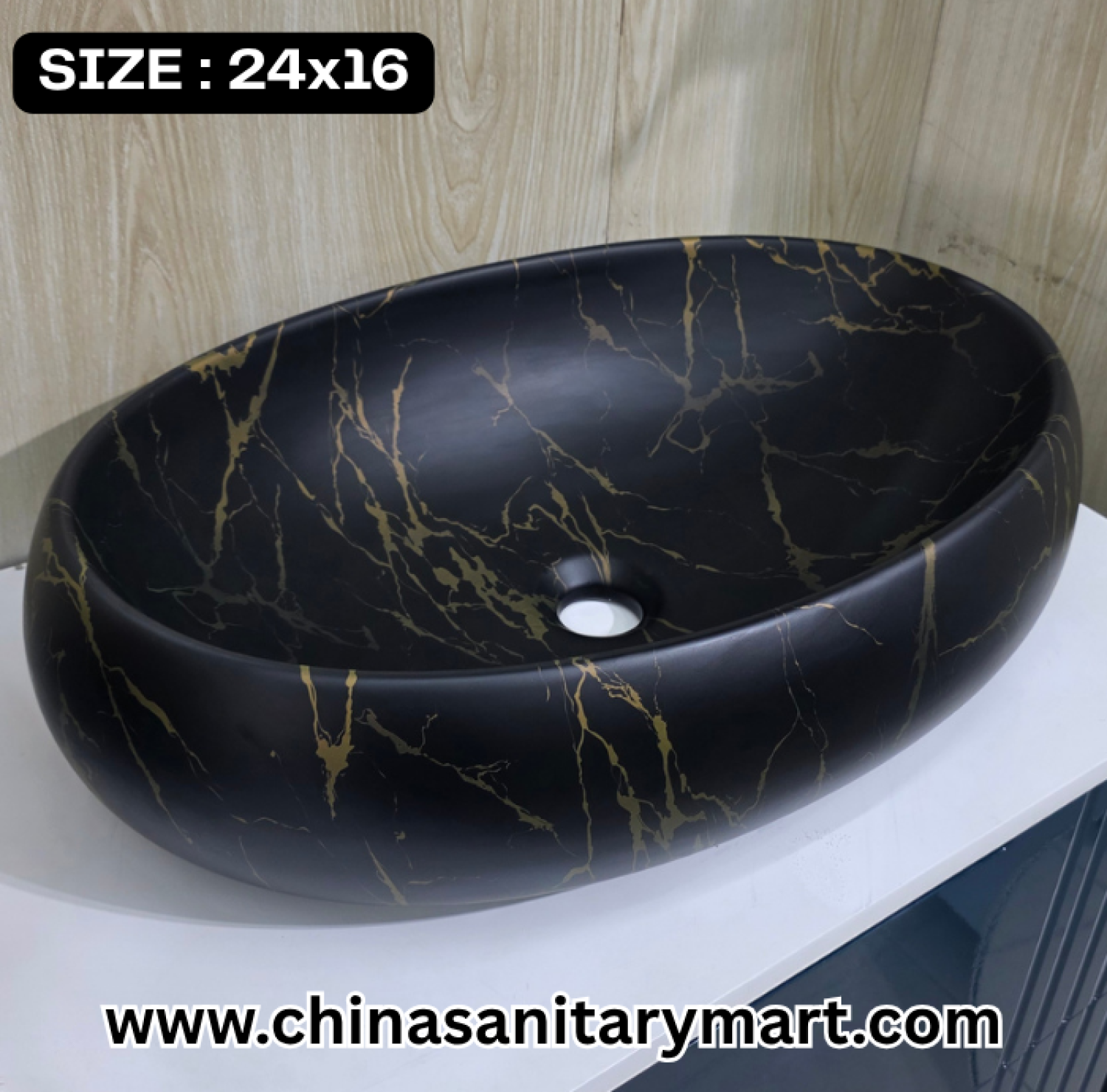Matte black basin, egg shape basin, 24x16 vessel basin, gold pattern basin, modern art basin, luxury bathroom Basin, contemporary vanity washbasin, designer black and gold Basin, unique bathroom fixtures, premium vessel basin,