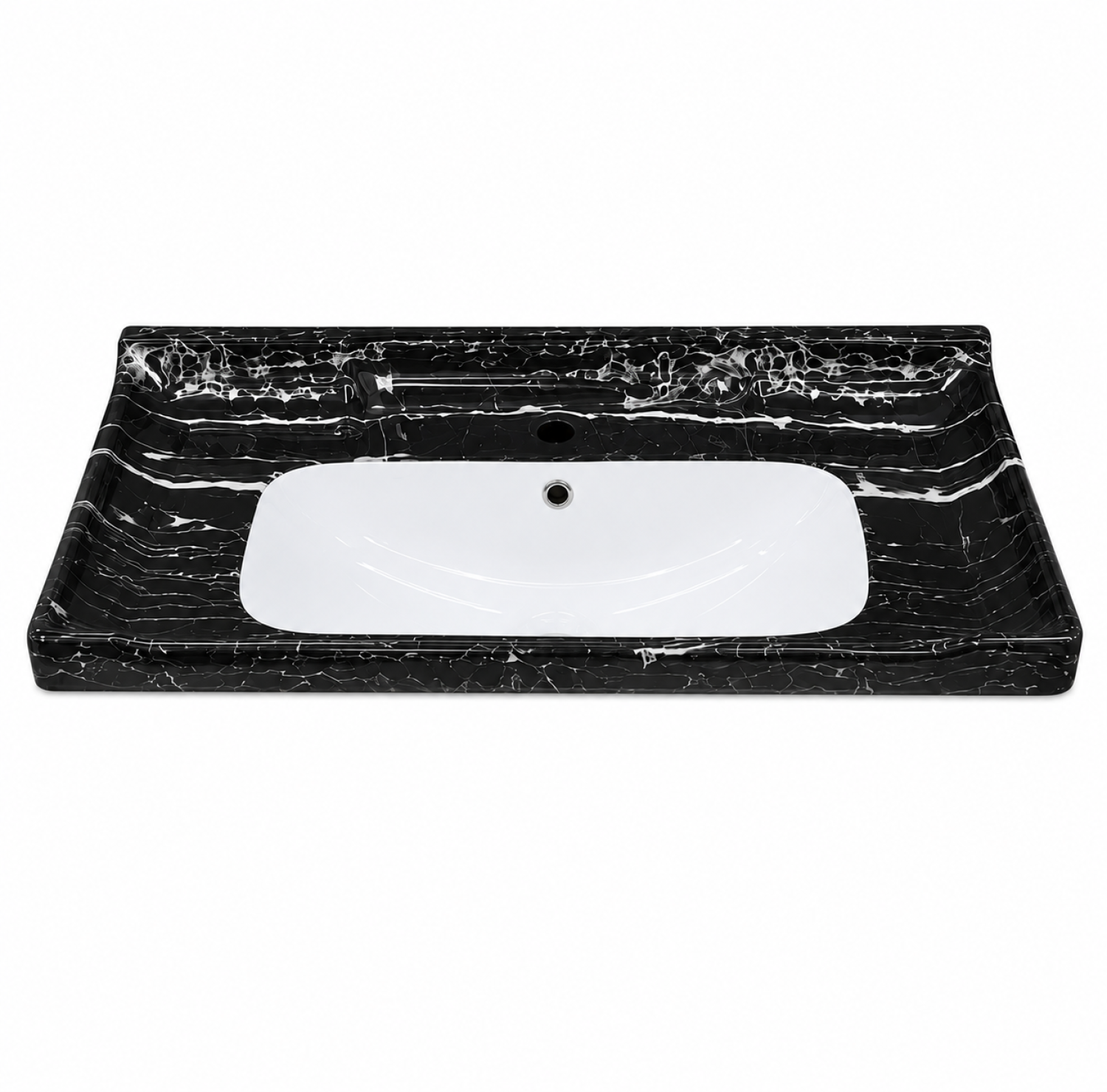 24x19 black marble counter top basin, black marble shed wash basin, ceramic countertop basin, luxury black bathroom basin, premium ceramic wash basin, modern marble basin, black marble finish basin, China Sanitary Mart, Bangladesh