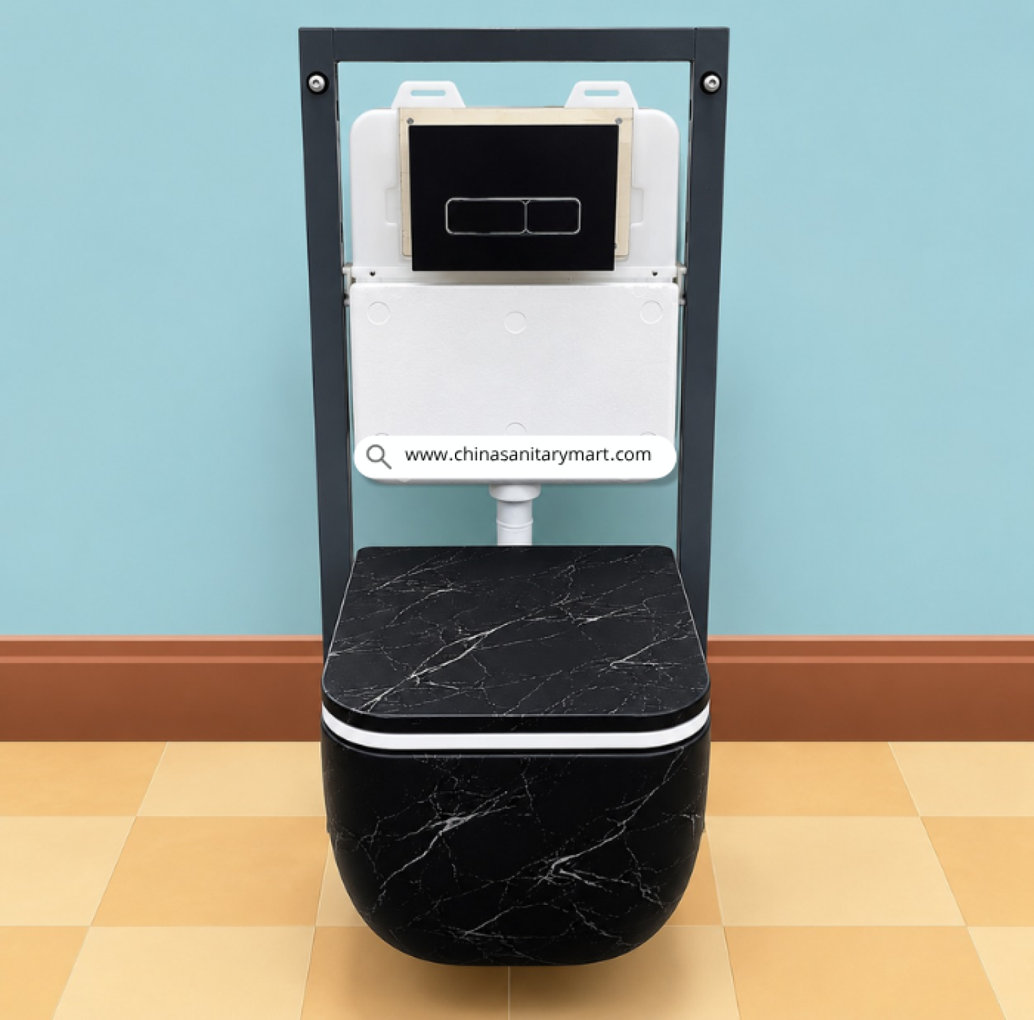 IS T106MB, Matte Black Wall Hung Commode, Wall Hung Toilet, Black Marble Commode, Concealed Cistern Toilet, Wall Mounted Toilet, Premium Ceramic Commode, Luxury Bathroom Toilet, Floating Toilet, Modern Wall Hung WC,