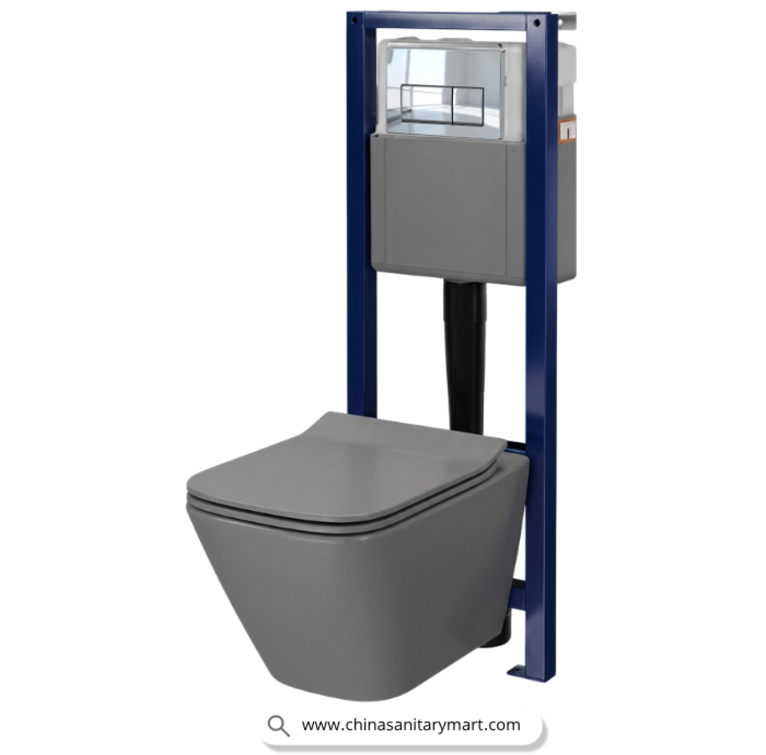 Italian Standard T103MDG, matte dark grey wallcommode, grey wall hung toilet, square wall mounted commode, grey toilet bowl, luxury sanitary ware, premium ceramic toilet, China Sanitary Mart, space saving commode, modern bathroom fittings