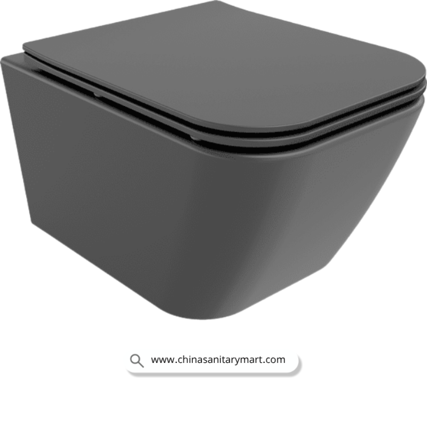 Italian Standard T103MDG, matte dark grey wallcommode, grey wall hung toilet, square wall mounted commode, grey toilet bowl, luxury sanitary ware, premium ceramic toilet, China Sanitary Mart, space saving commode, modern bathroom fittings