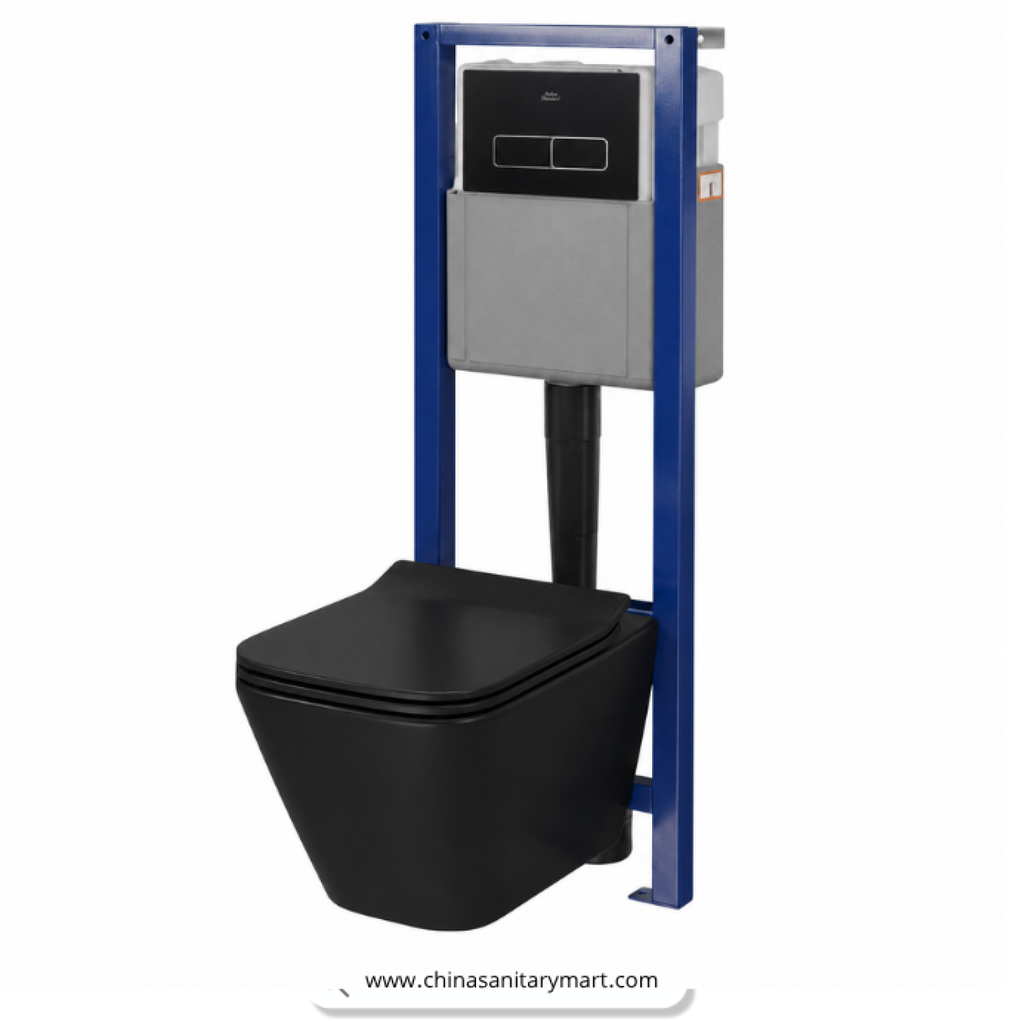 Italian Standard T103MB, matte black commode, black wall hung toilet, square wall mounted commode, black toilet bowl, luxury sanitary ware, premium ceramic toilet, China Sanitary Mart, space saving commode, modern bathroom fittings