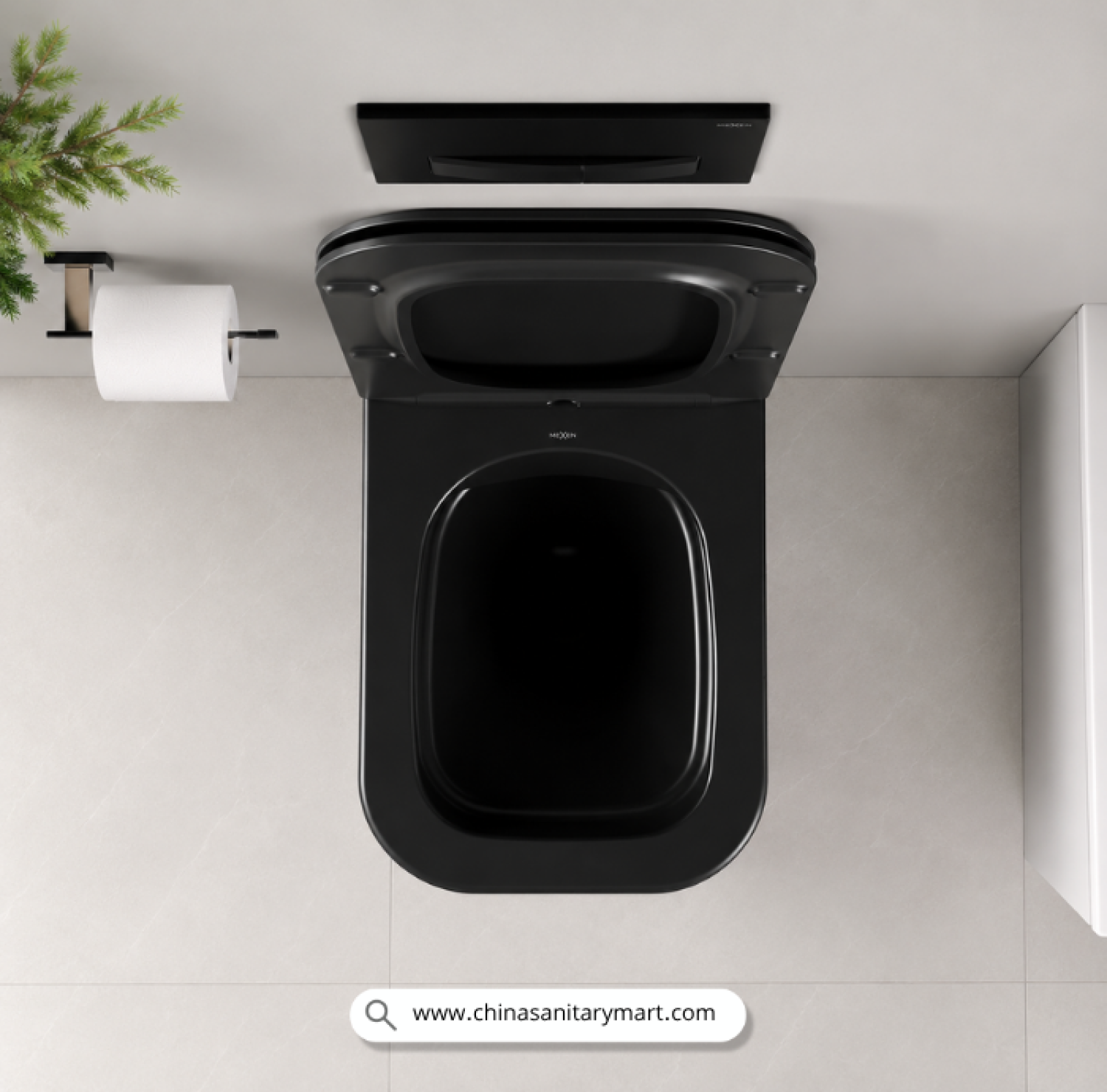 Italian Standard T103MB, matte black commode, black wall hung toilet, square wall mounted commode, black toilet bowl, luxury sanitary ware, premium ceramic toilet, China Sanitary Mart, space saving commode, modern bathroom fittings