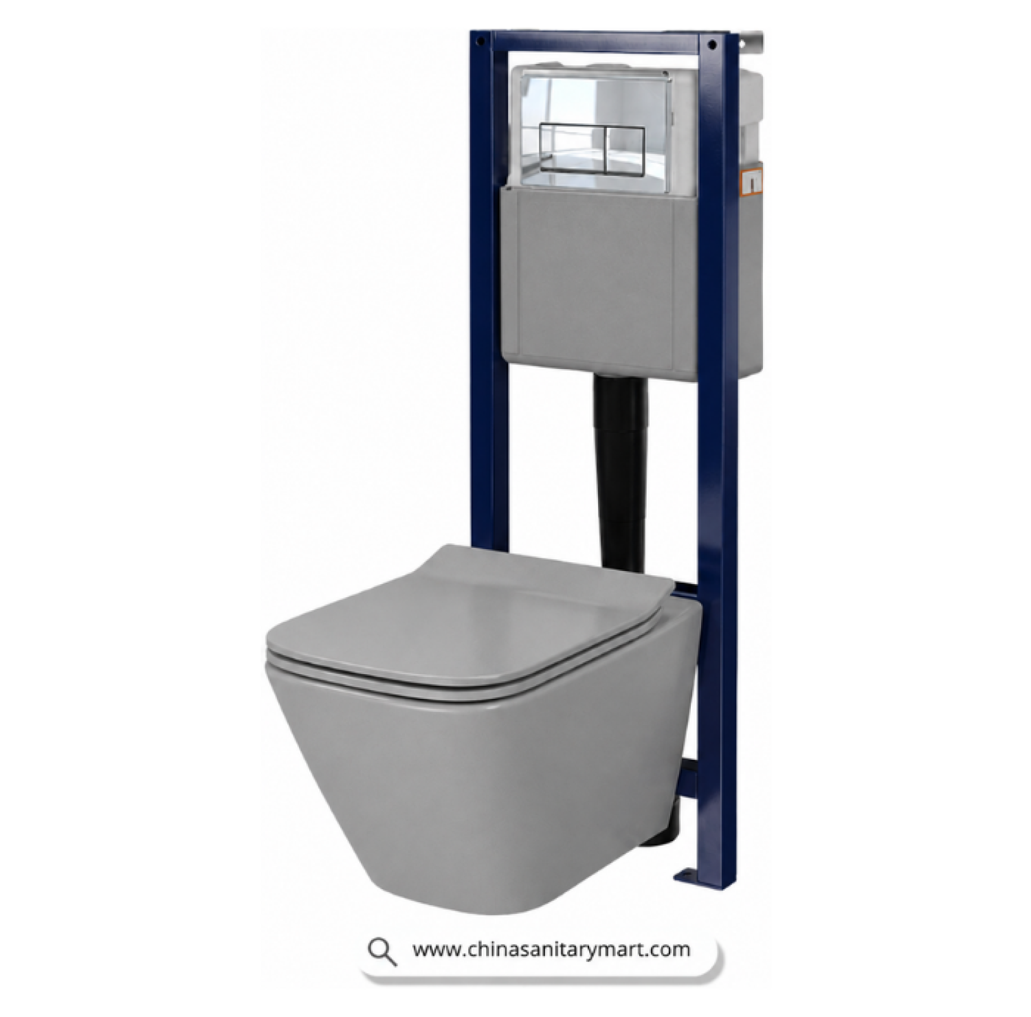 Italian Standard T103MG, matte light grey commode, grey wall hung toilet, square wall mounted commode, grey toilet bowl, luxury sanitary ware, premium ceramic toilet, China Sanitary Mart, space saving commode, modern bathroom fittings