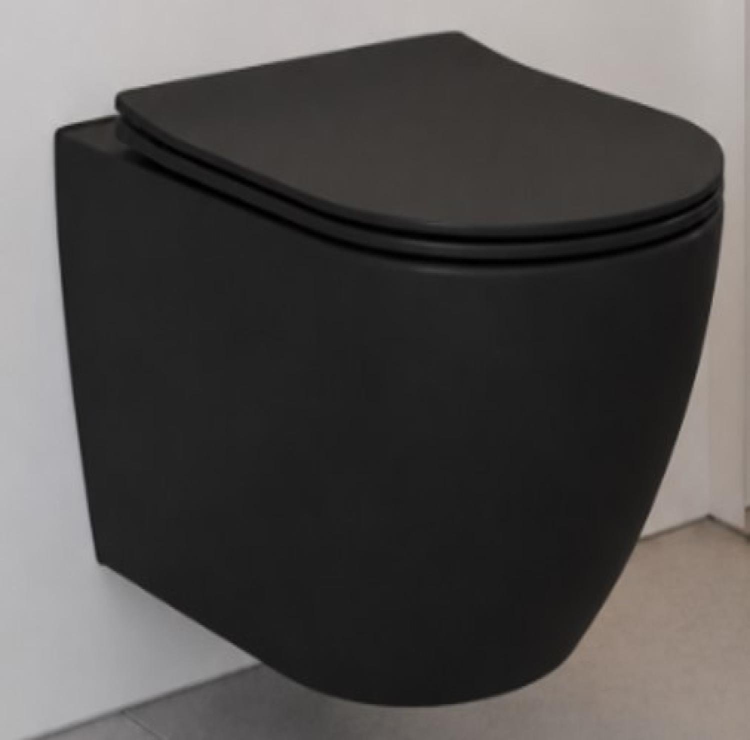Round Matte Black Wall Hung Commode
