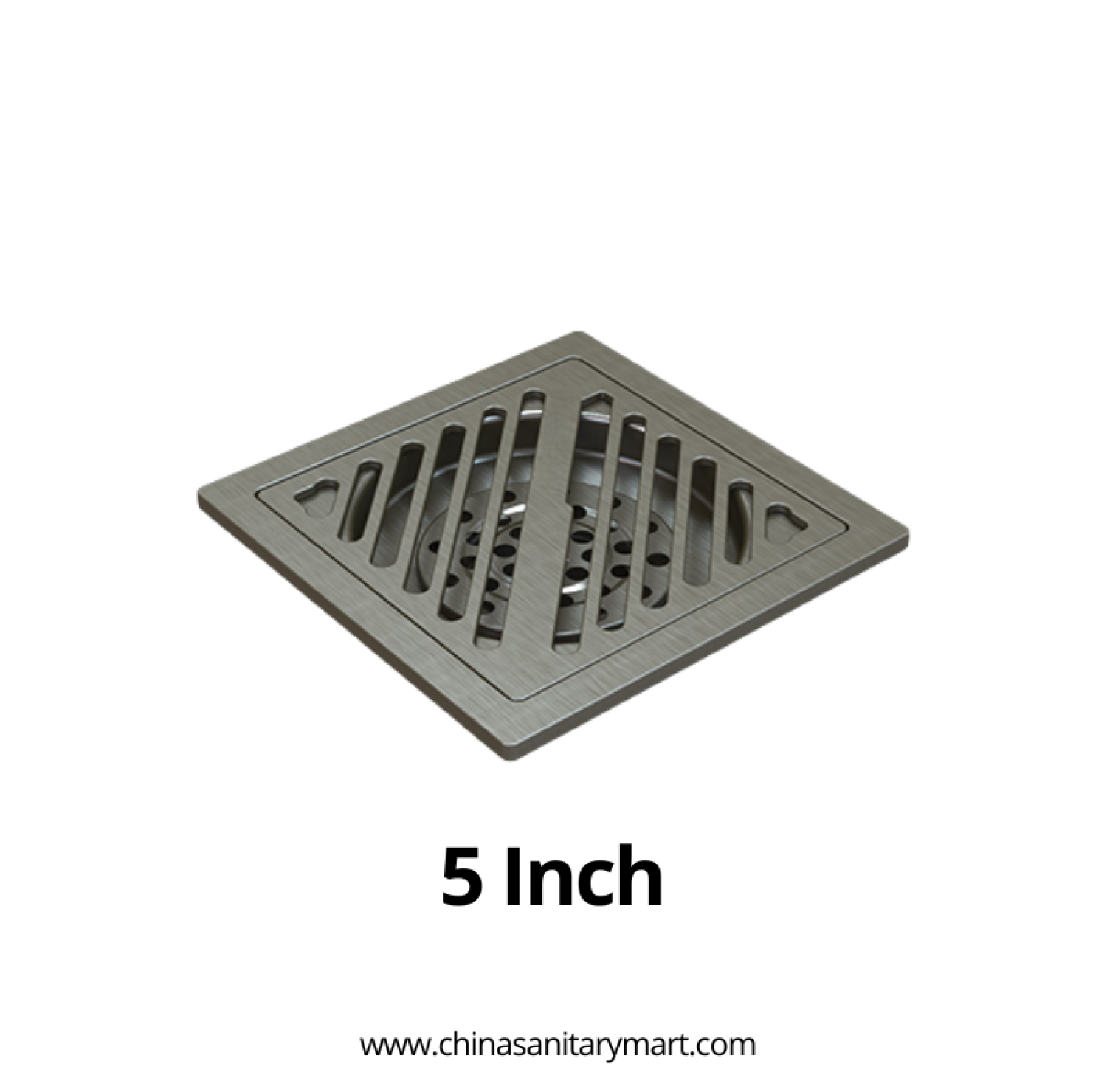 AST 5x5 Stripe Hole Floor Drain Gun Metal Grey, 5 inch gun metal floor drain, square floor strainer, stripe hole drain, gun metal bathroom drain, designer floor drain, AST floor strainer, bathroom drain cover
