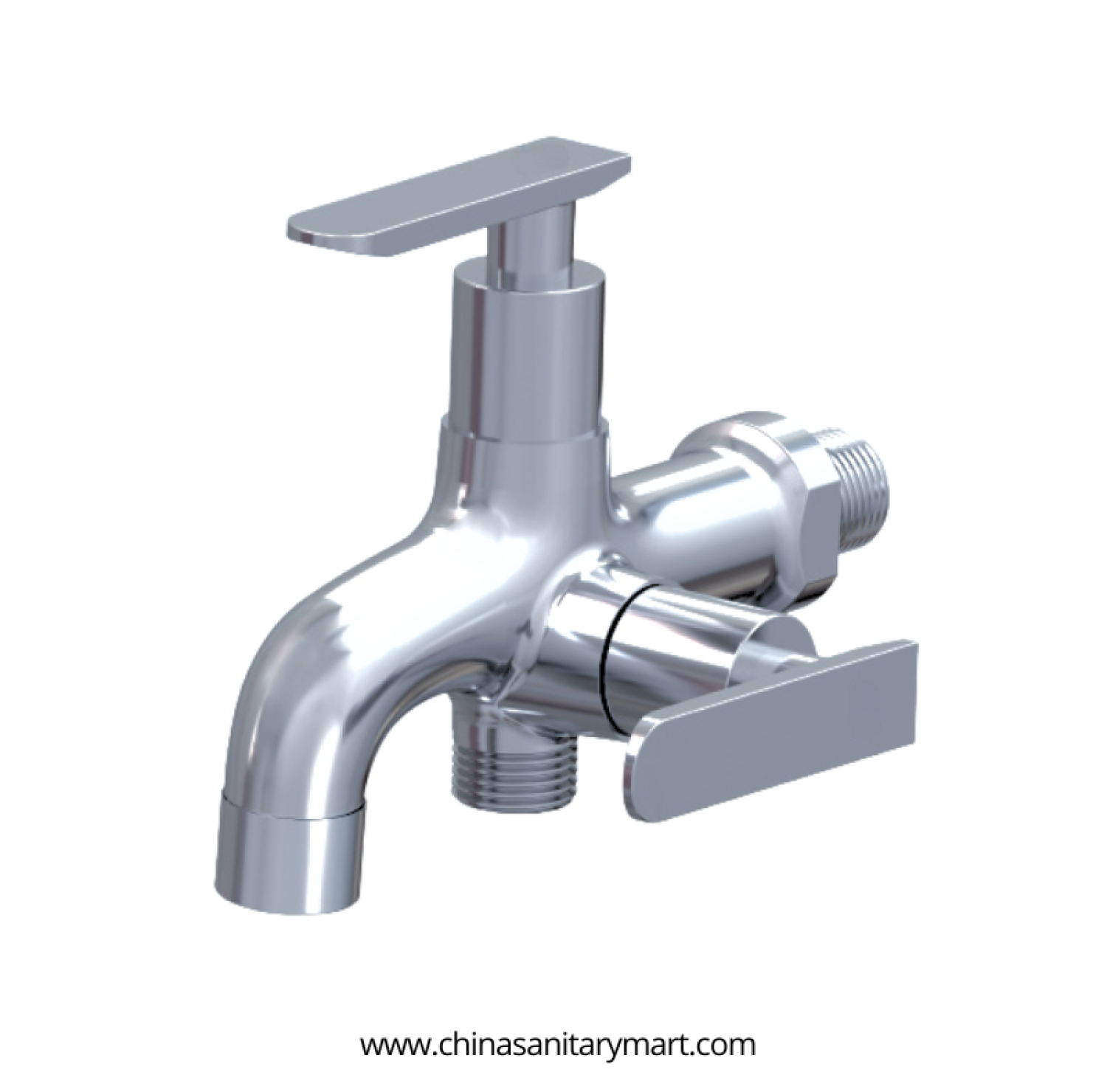 AST Two in One Bib Cock Alena, 2 in 1 brass bib cock, AST Alena bib tap, chrome two way bib cock, double outlet bib tap, wall mounted brass tap, bathroom bib cock, dual function bib tap
