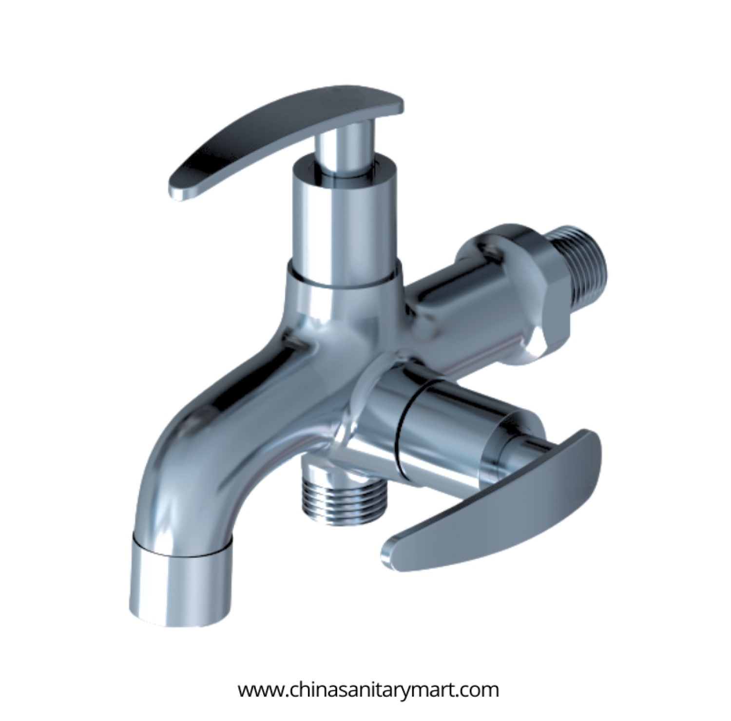 AST Two in One Bib Cock Felis, 2 in 1 brass bib cock, AST Felis bib tap, chrome dual outlet bib cock, two way brass tap, wall mounted bib tap, bathroom bib cock, dual function sink tap