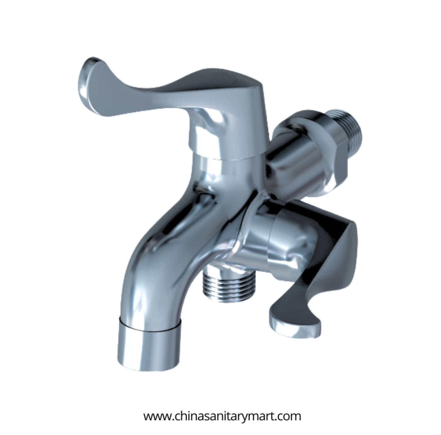 AST Two in One Bib Cock Neo Chrome, 2 in 1 brass bib cock, AST Neo Chrome bib tap, chrome dual outlet bib cock, two way brass tap, wall mounted bib tap, bathroom bib cock, dual function bib tap