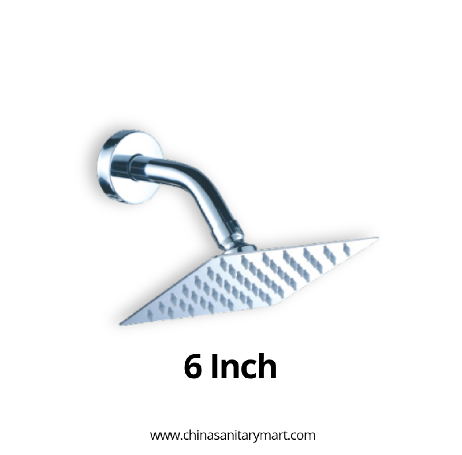 6 Inch Ast Rain Shower Square SS, square stainless steel rain shower, 6 inch shower head, SS overhead shower, square rain shower, chrome shower head, Ast rain shower, wall mount shower